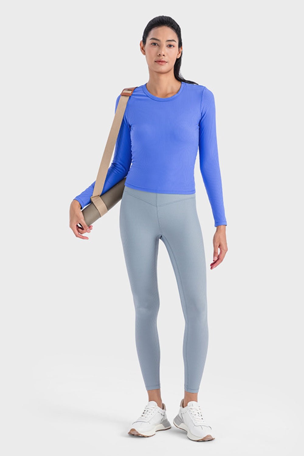 Millennia Round Neck Long Sleeve Sports Top designed for comfort and style at Lookzlike