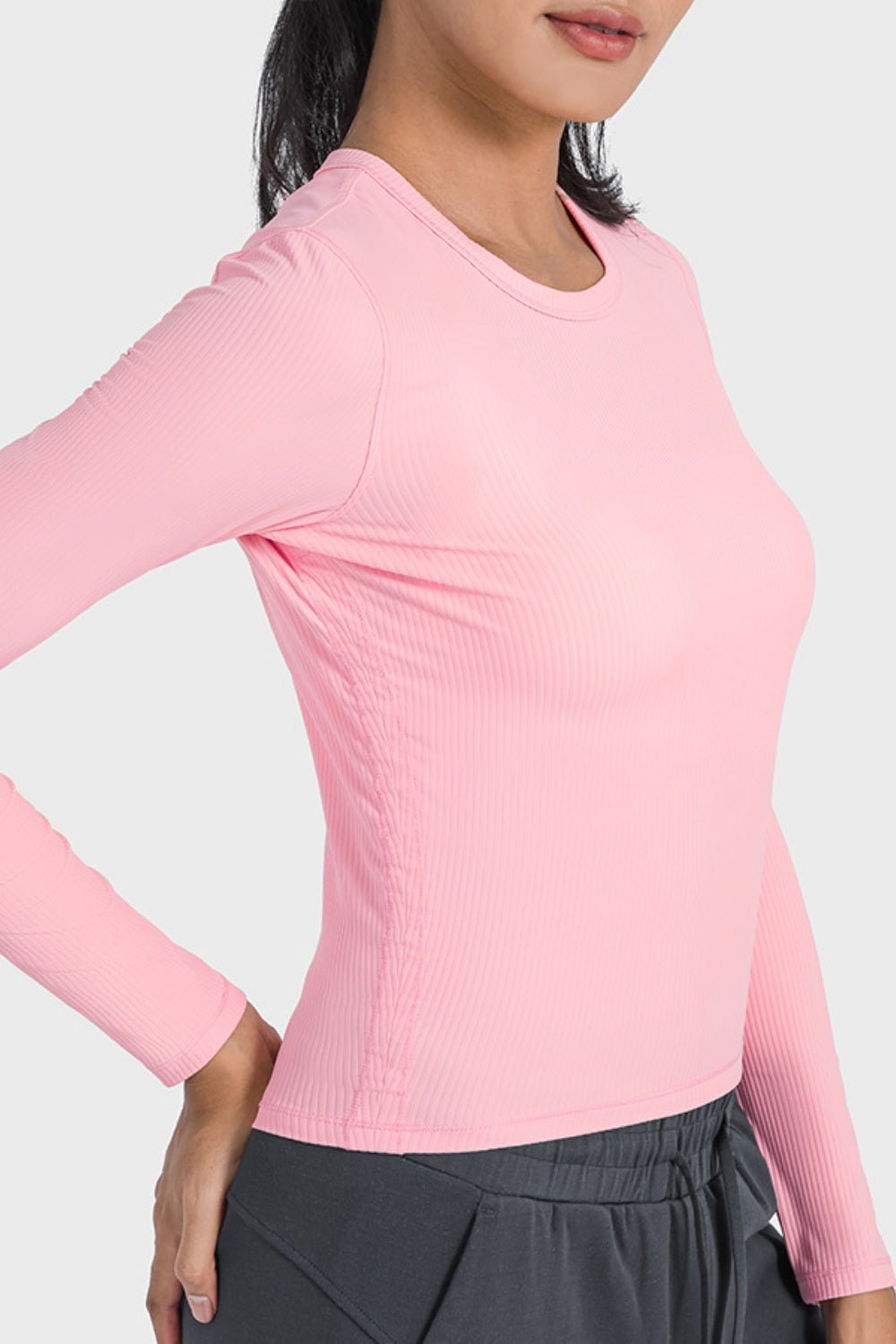Millennia Round Neck Long Sleeve Sports Top designed for comfort and style at Lookzlike