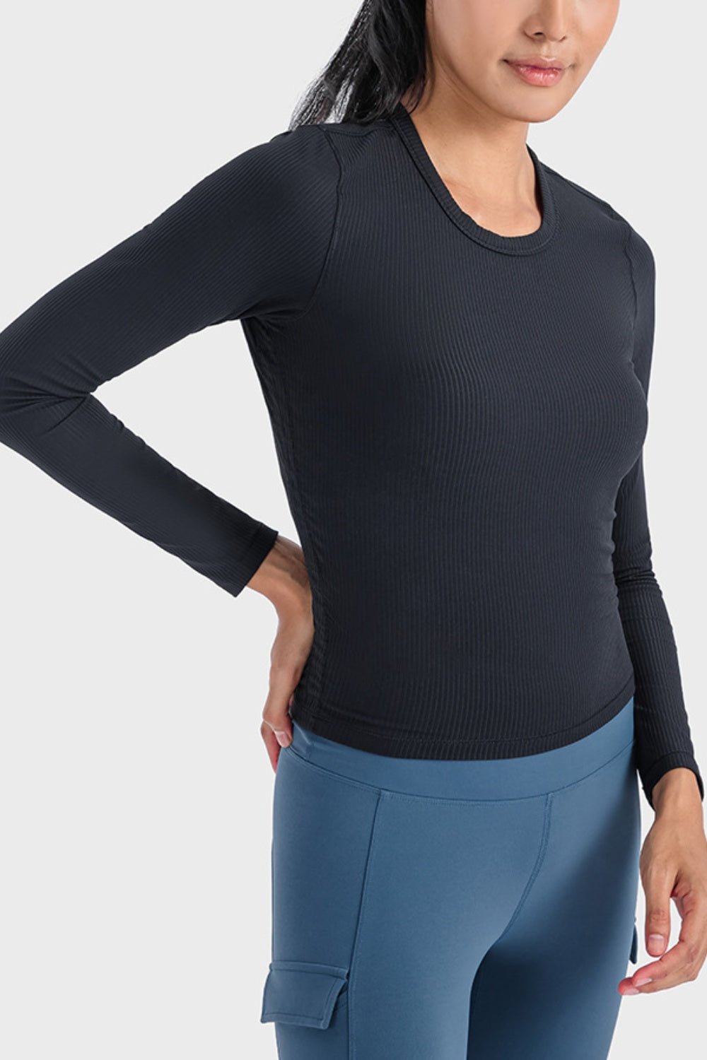 Millennia Round Neck Long Sleeve Sports Top designed for comfort and style at Lookzlike