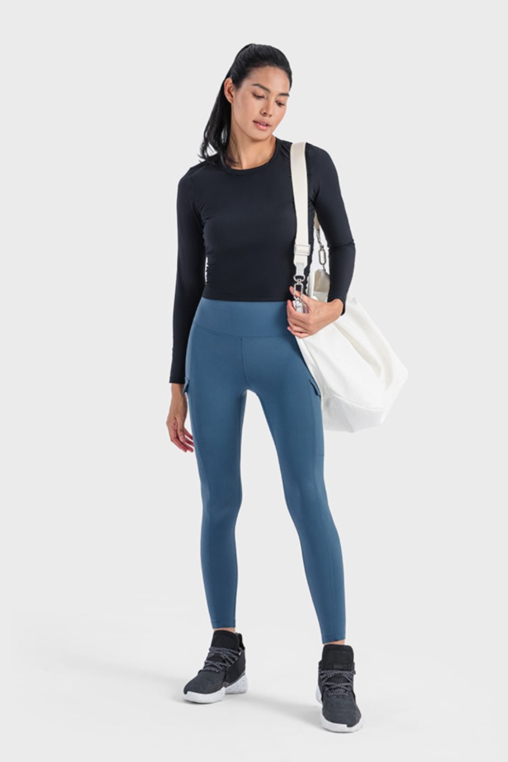 Millennia Round Neck Long Sleeve Sports Top designed for comfort and style at Lookzlike