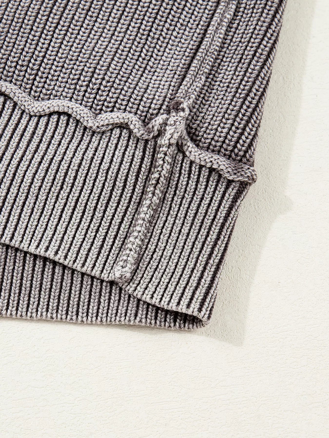 Mineral Wash Exposed Seam Patchwork Knit Open Sweater Cardigan designed for comfort and style at Lookzlike