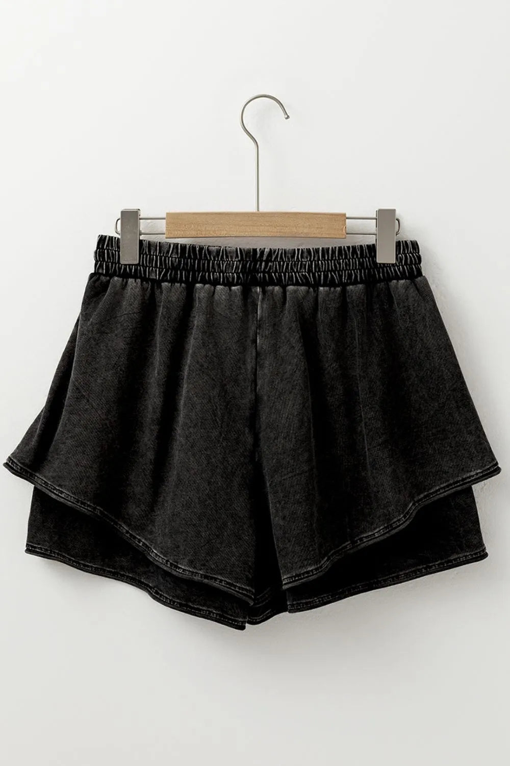 Mineral Wash French Terry High Waist Casual Shorts - Lookzlike