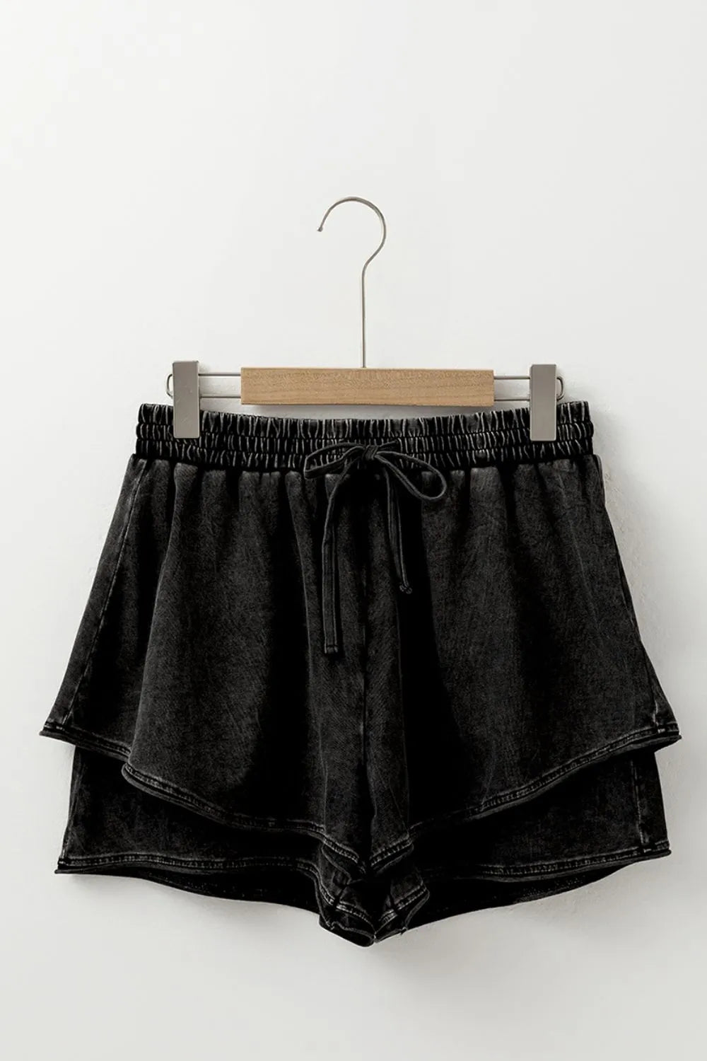 Mineral Wash French Terry High Waist Casual Shorts - Lookzlike