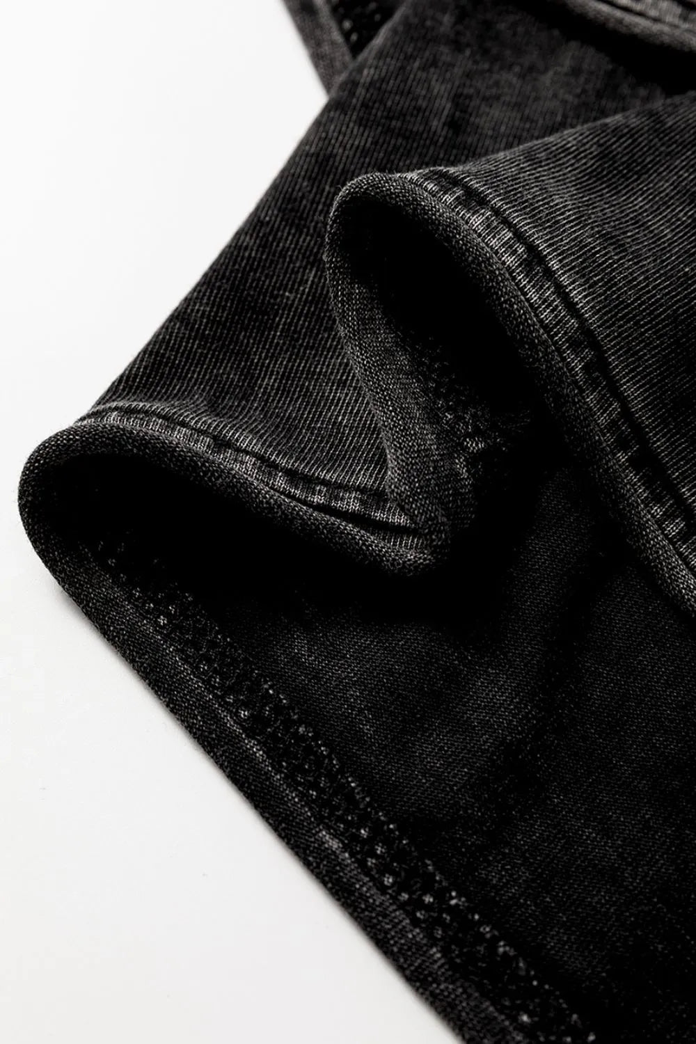 Mineral Wash French Terry High Waist Casual Shorts - Lookzlike