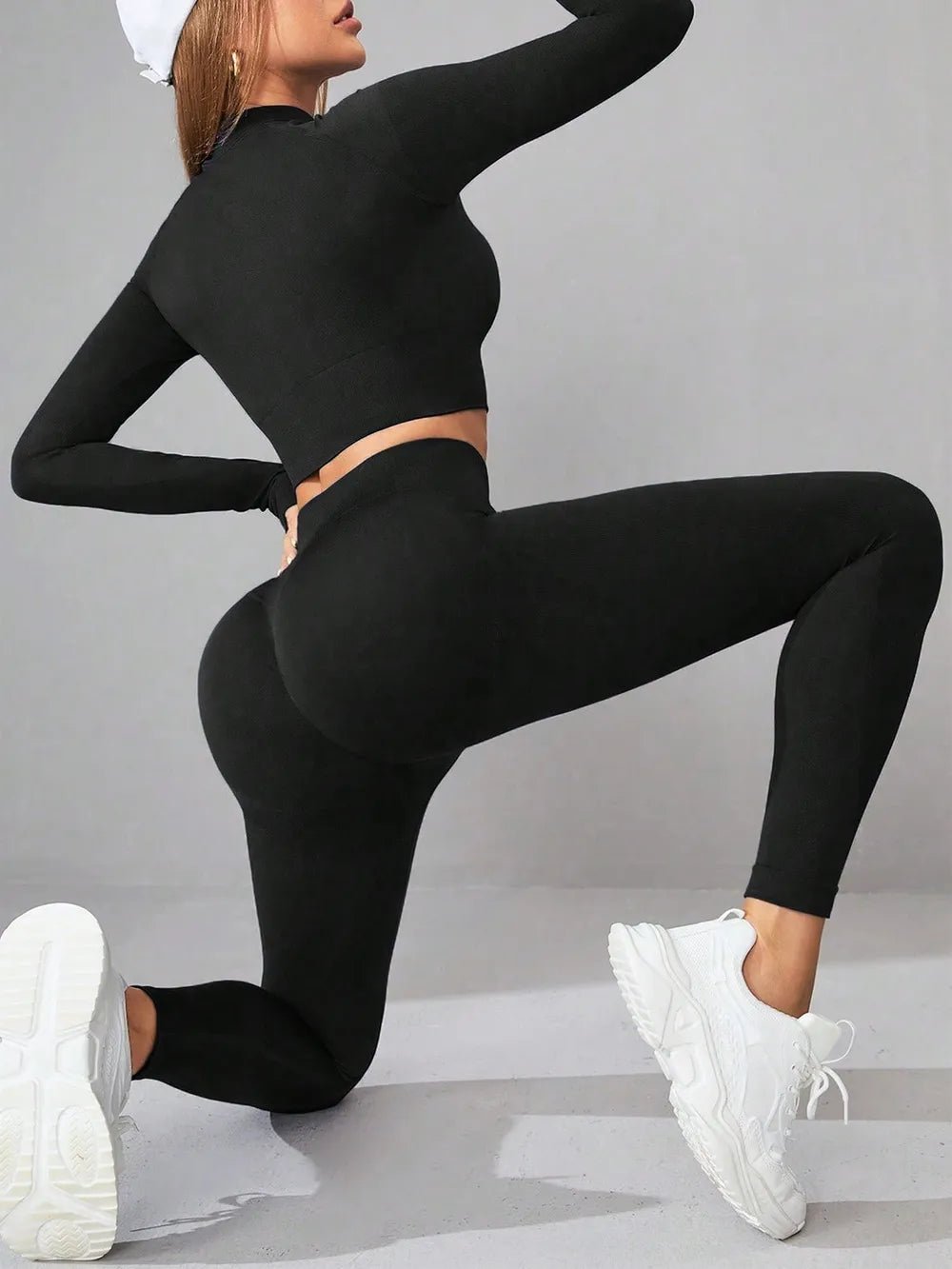 Mock Neck Long Sleeve Top and Leggings Active Set designed for comfort and style at Lookzlike