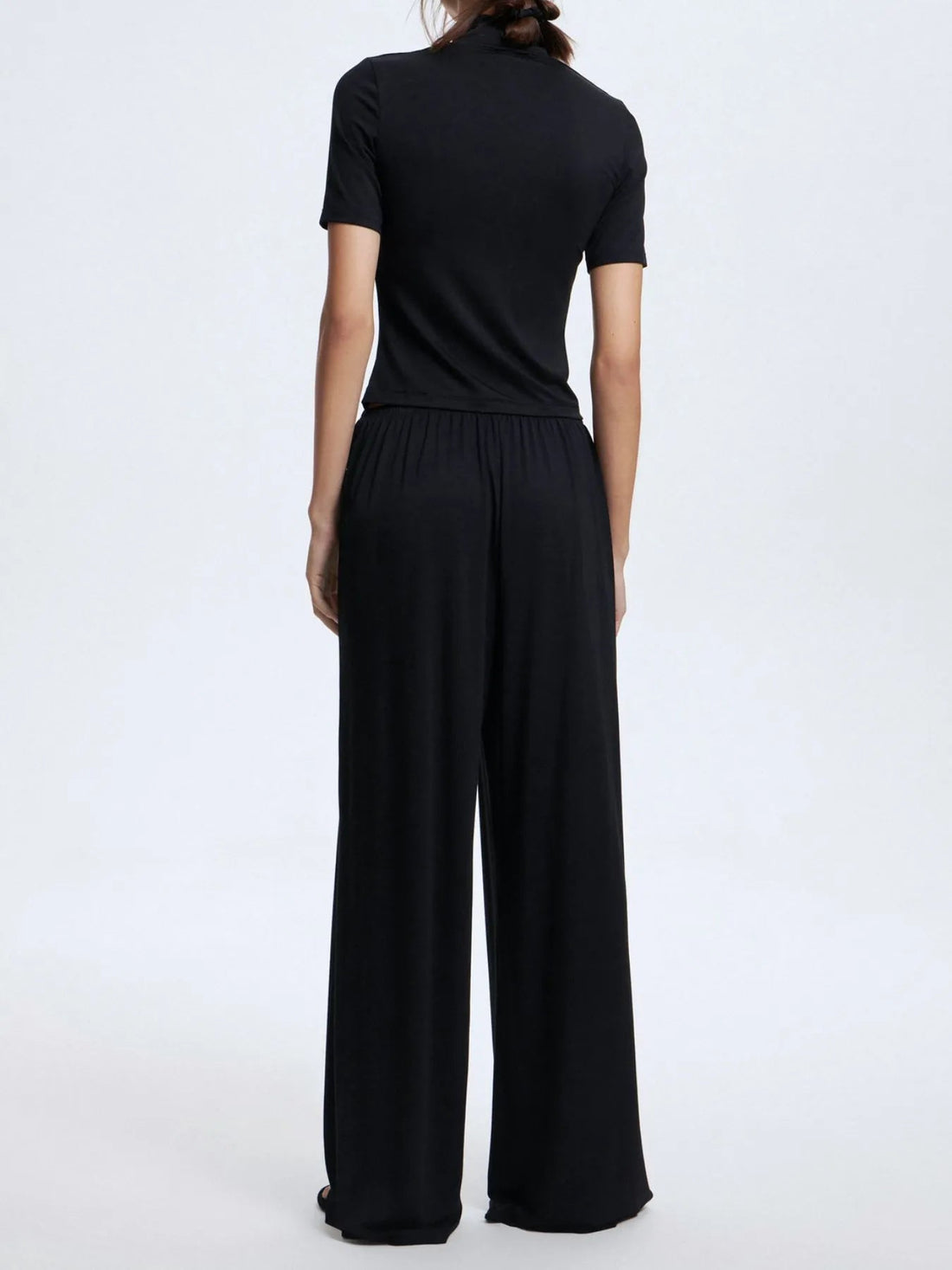 Mock Neck Short Sleeve Top and Pants Set - Lookzlike