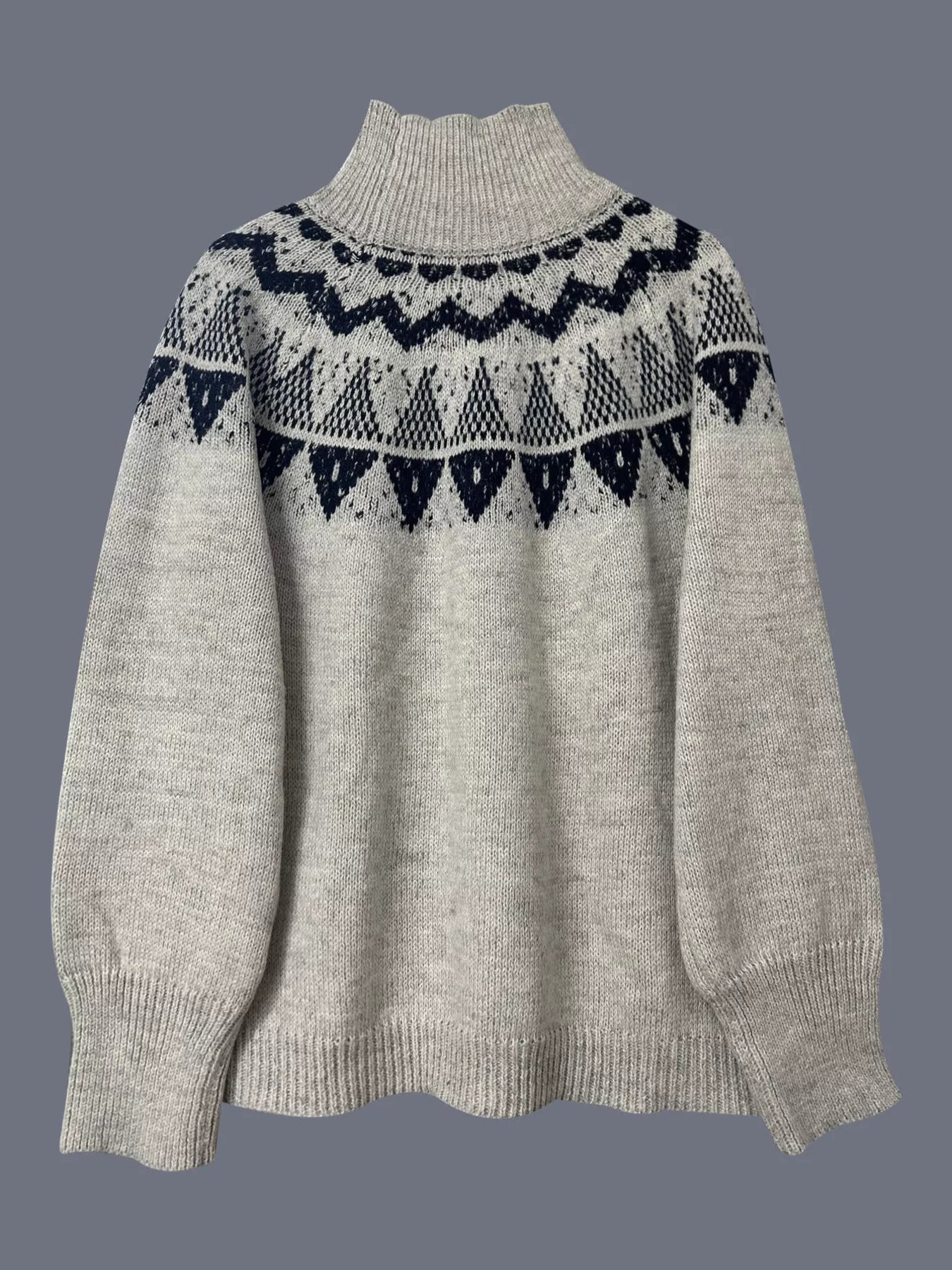 Nordic Pattern High Neck Sweater designed for comfort and style at Lookzlike