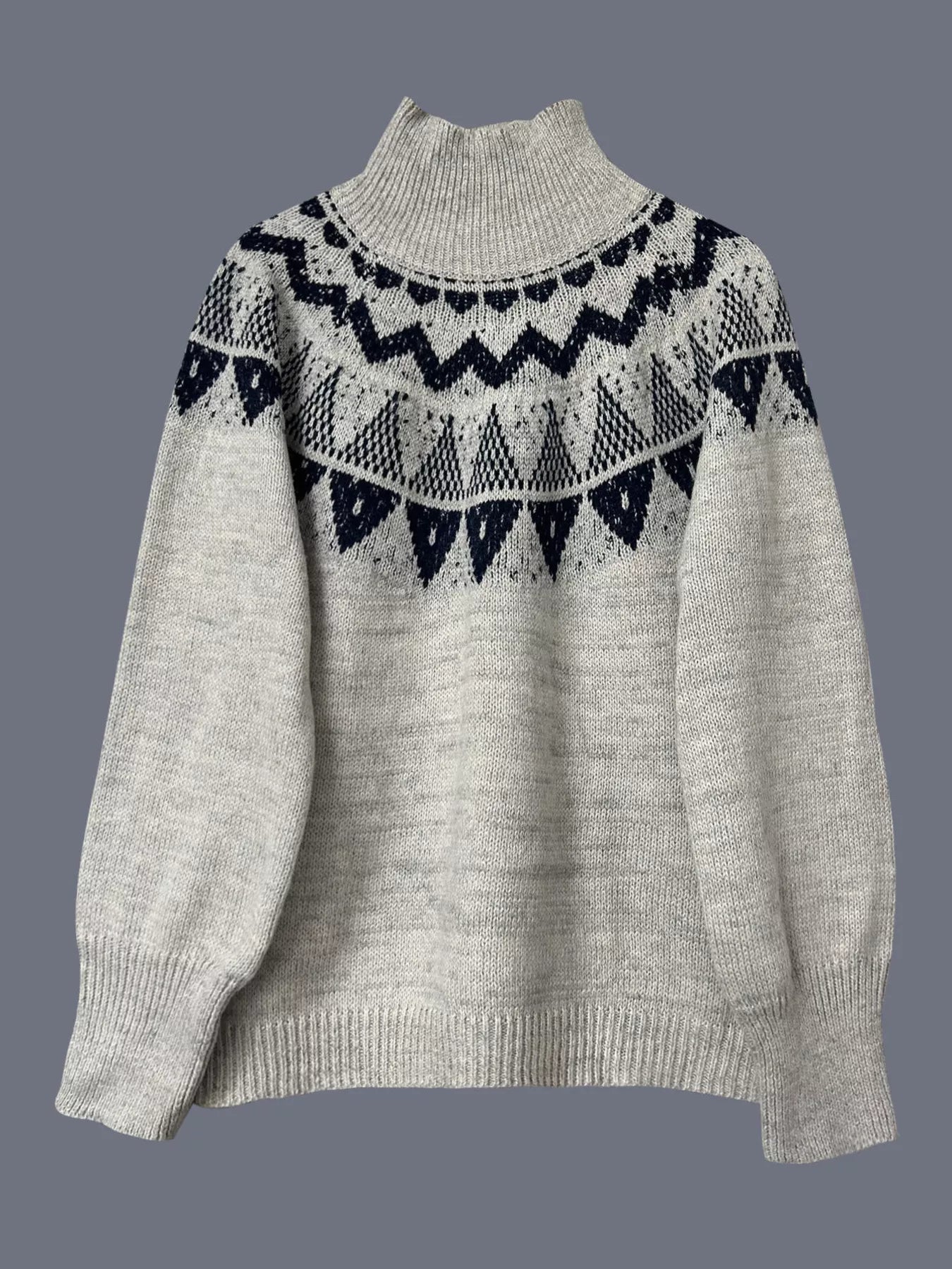 Nordic Pattern High Neck Sweater designed for comfort and style at Lookzlike
