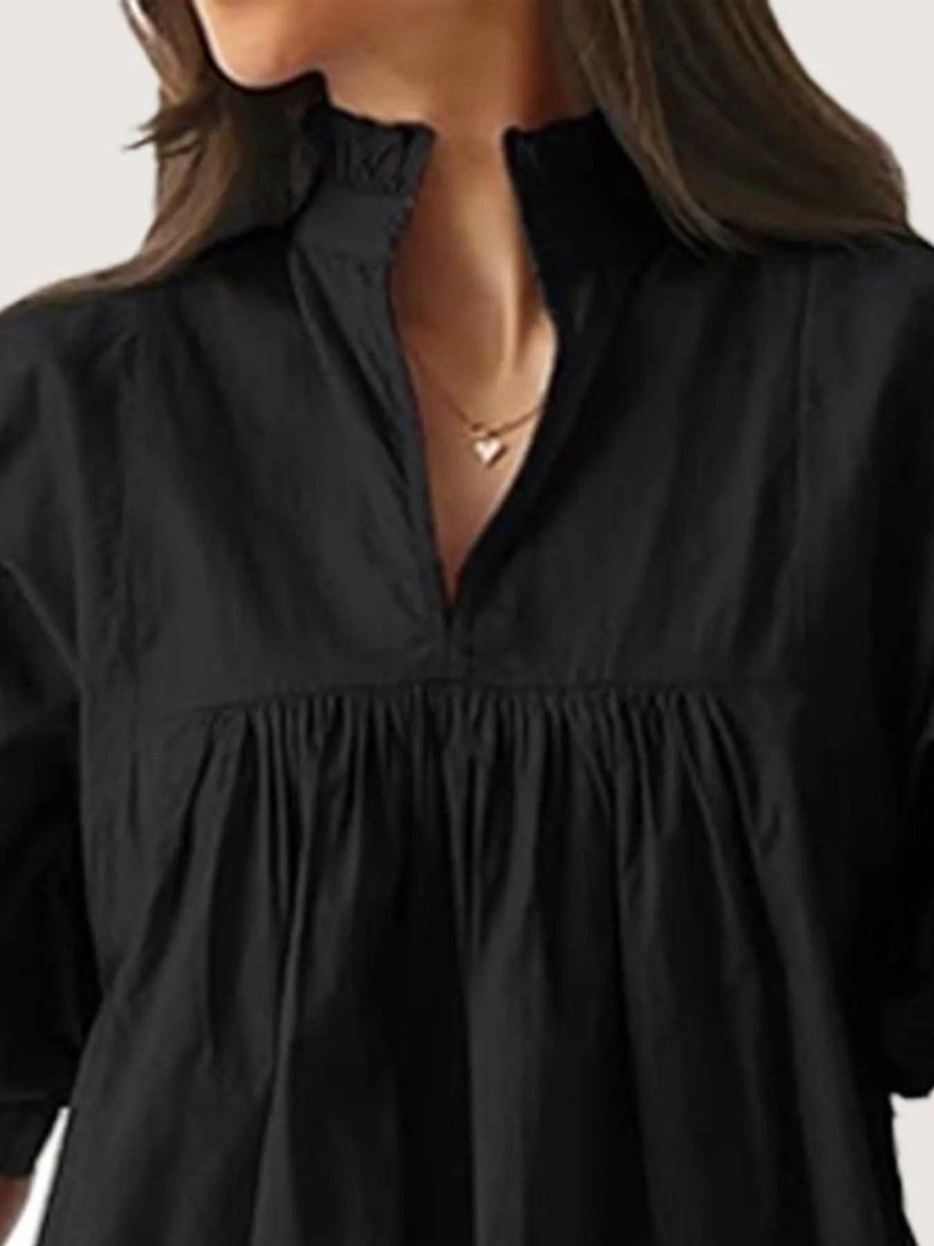 Notched Puff Sleeve Blouse designed for comfort and style at Lookzlike