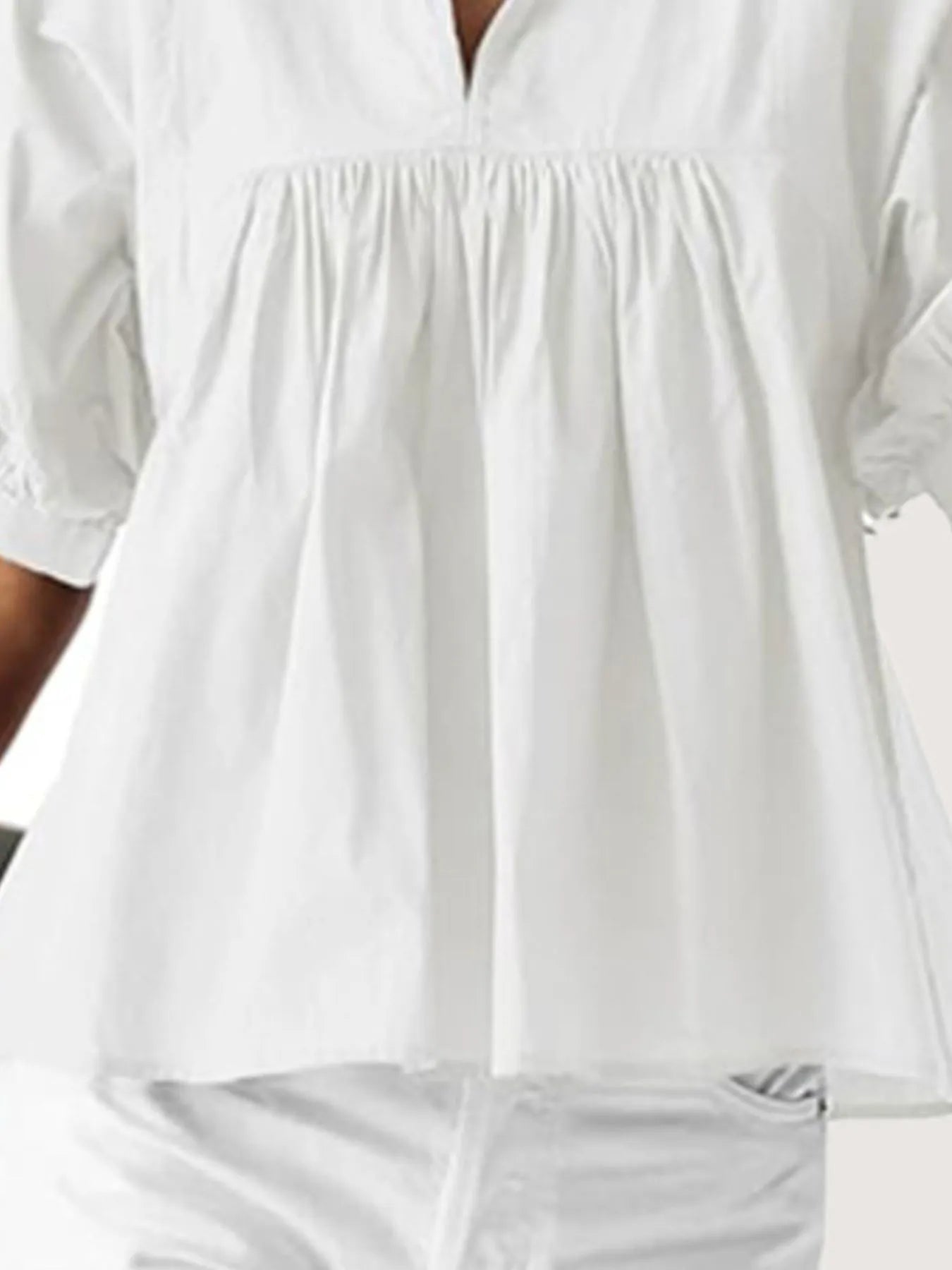 Notched Puff Sleeve Blouse designed for comfort and style at Lookzlike