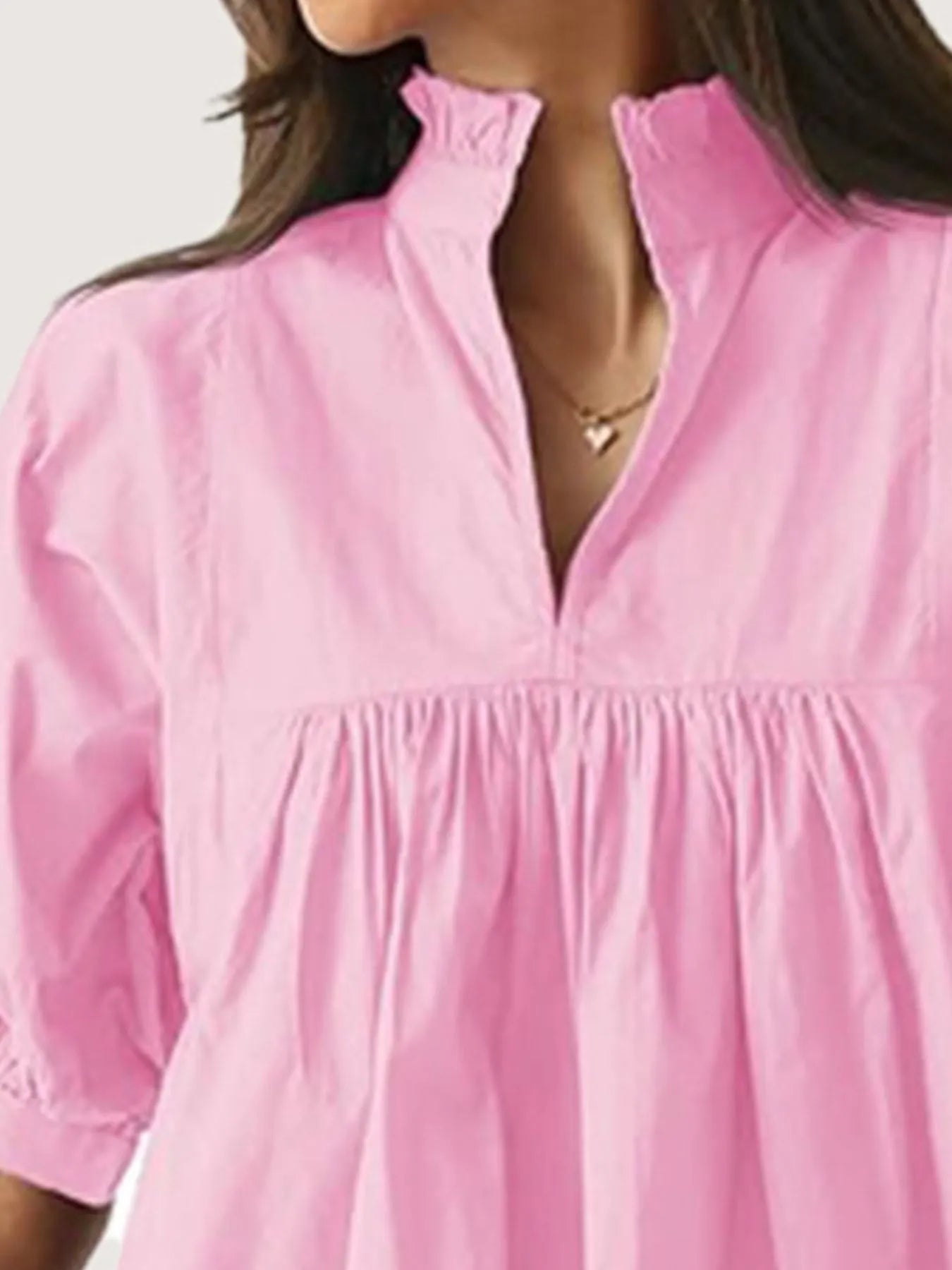 Notched Puff Sleeve Blouse designed for comfort and style at Lookzlike