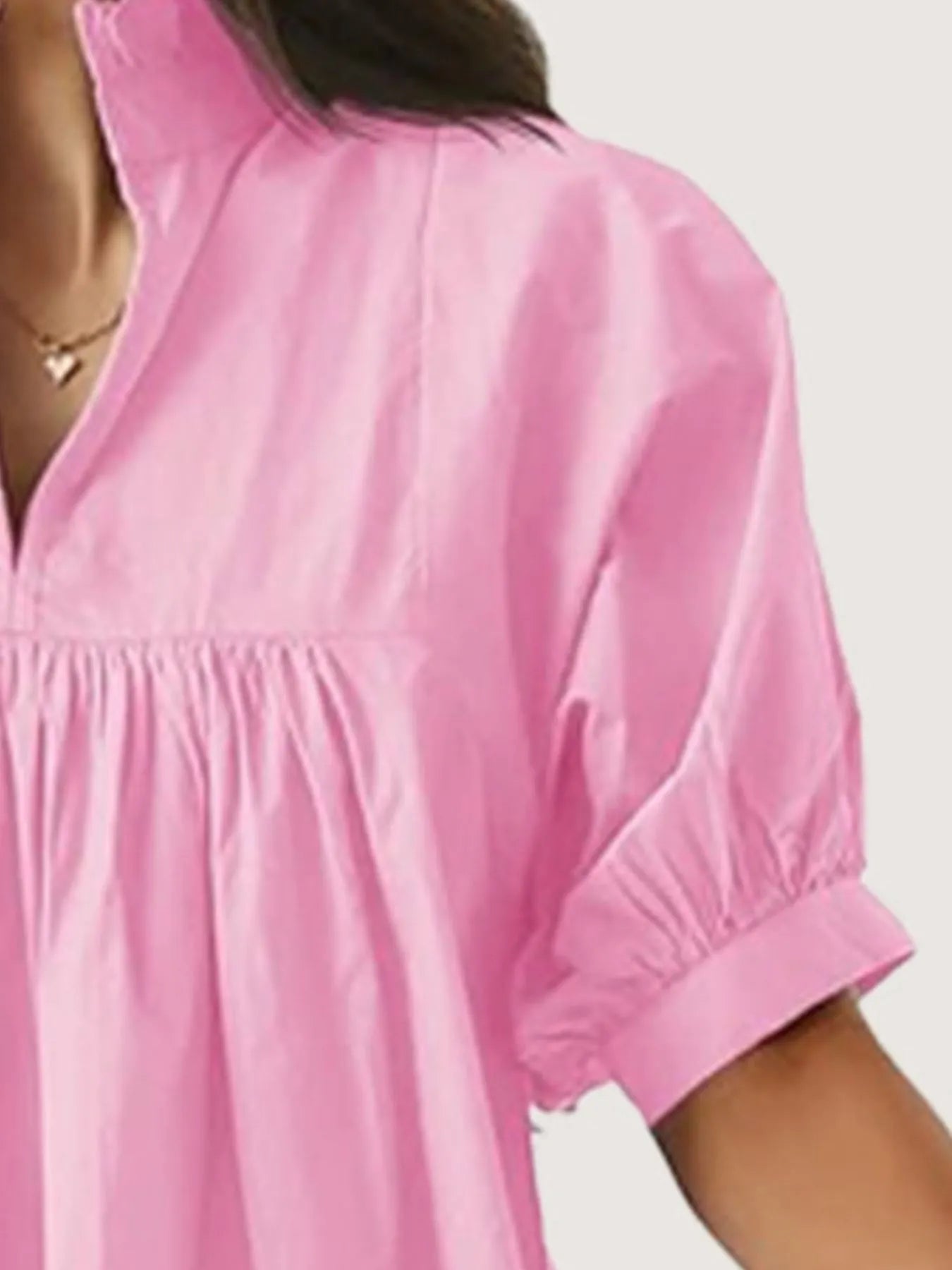Notched Puff Sleeve Blouse designed for comfort and style at Lookzlike