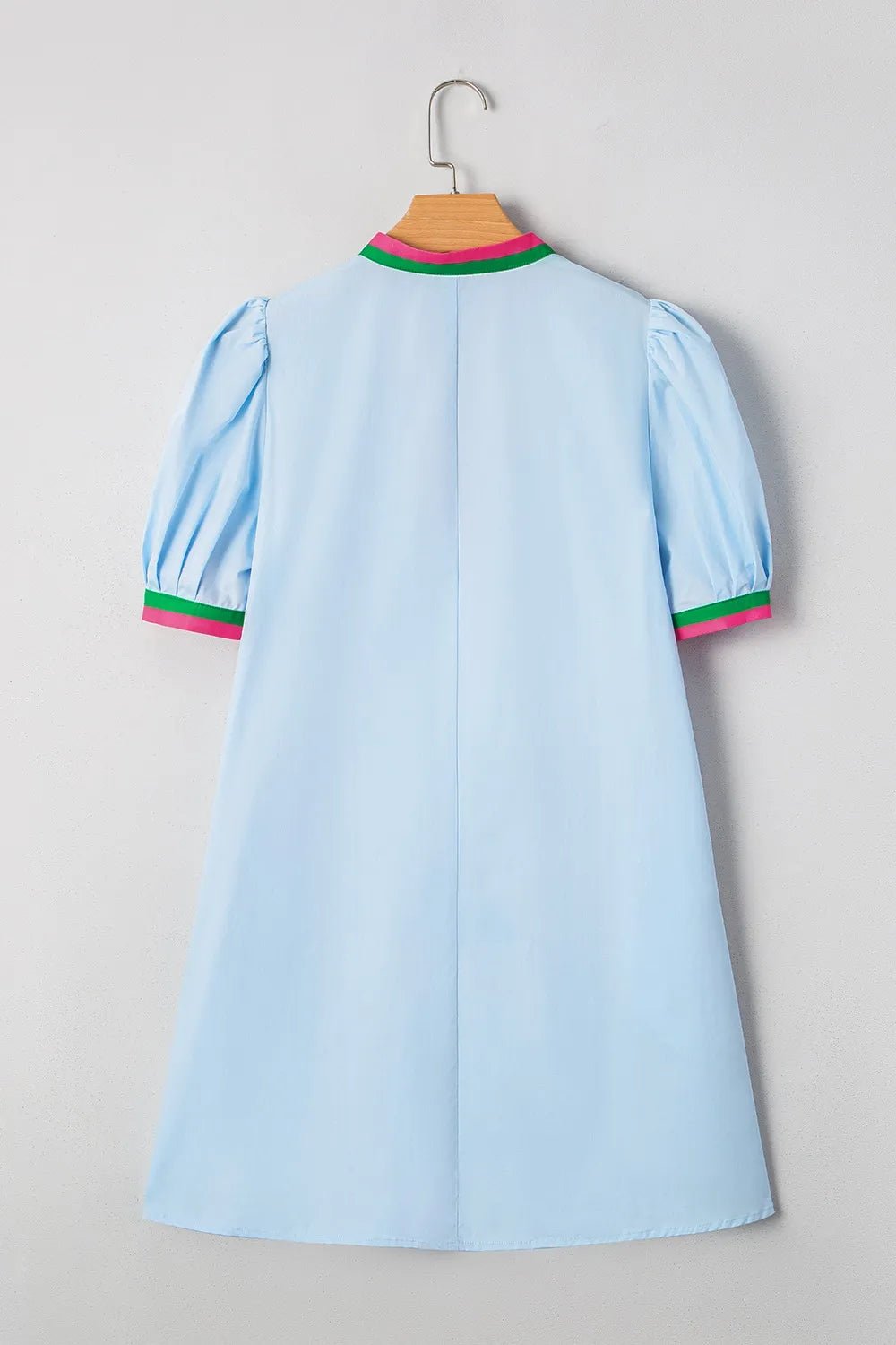Notched Puff Sleeve Swing Dress - Lookzlike
