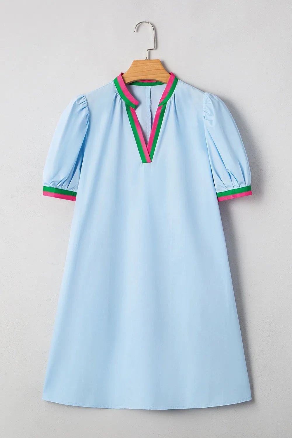 Notched Puff Sleeve Swing Dress - Lookzlike