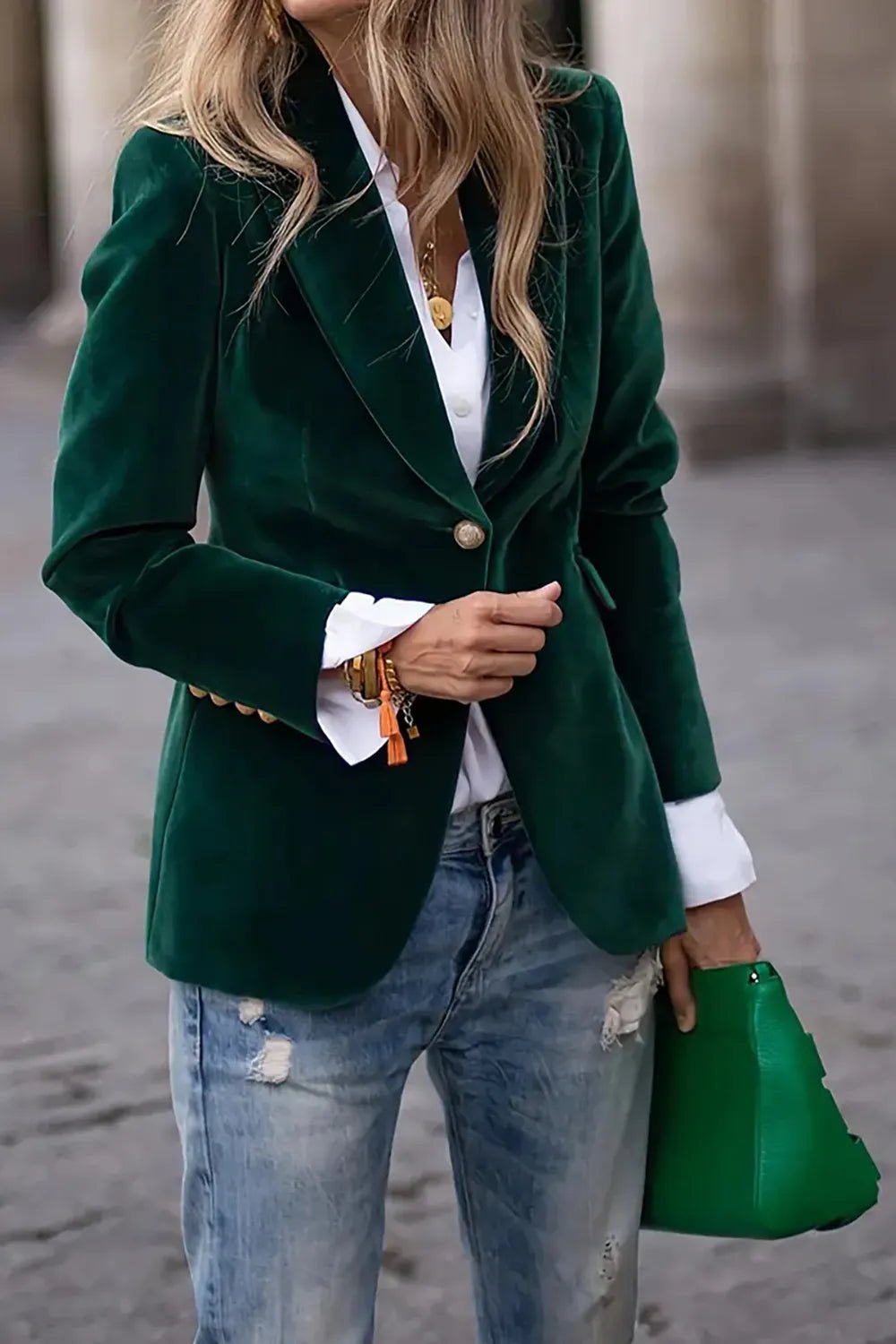 One Button Lapel Collar Long Sleeve Blazer designed for comfort and style at Lookzlike