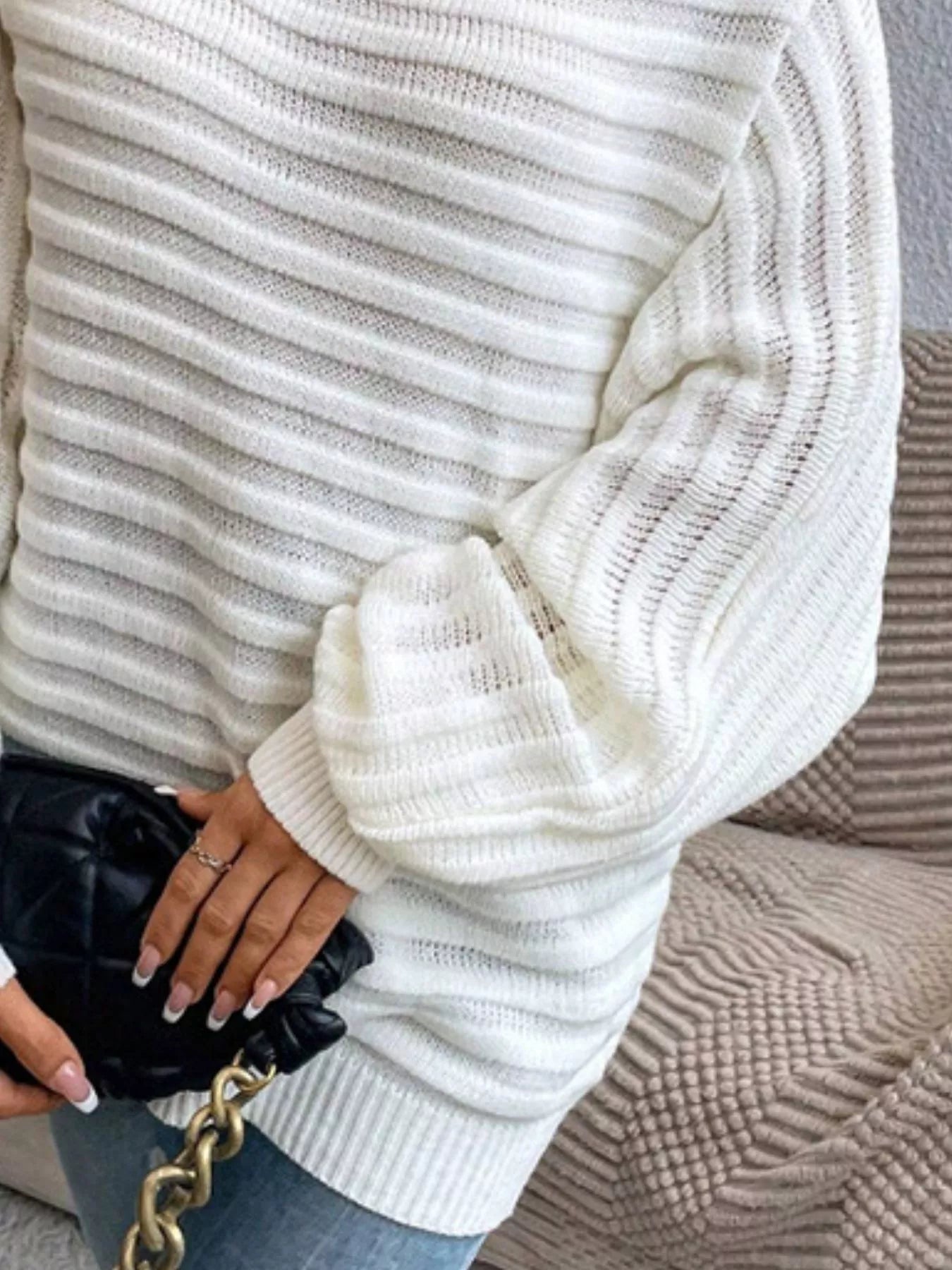 One Shoulder Ribbed Knit Sweater designed for comfort and style at Lookzlike