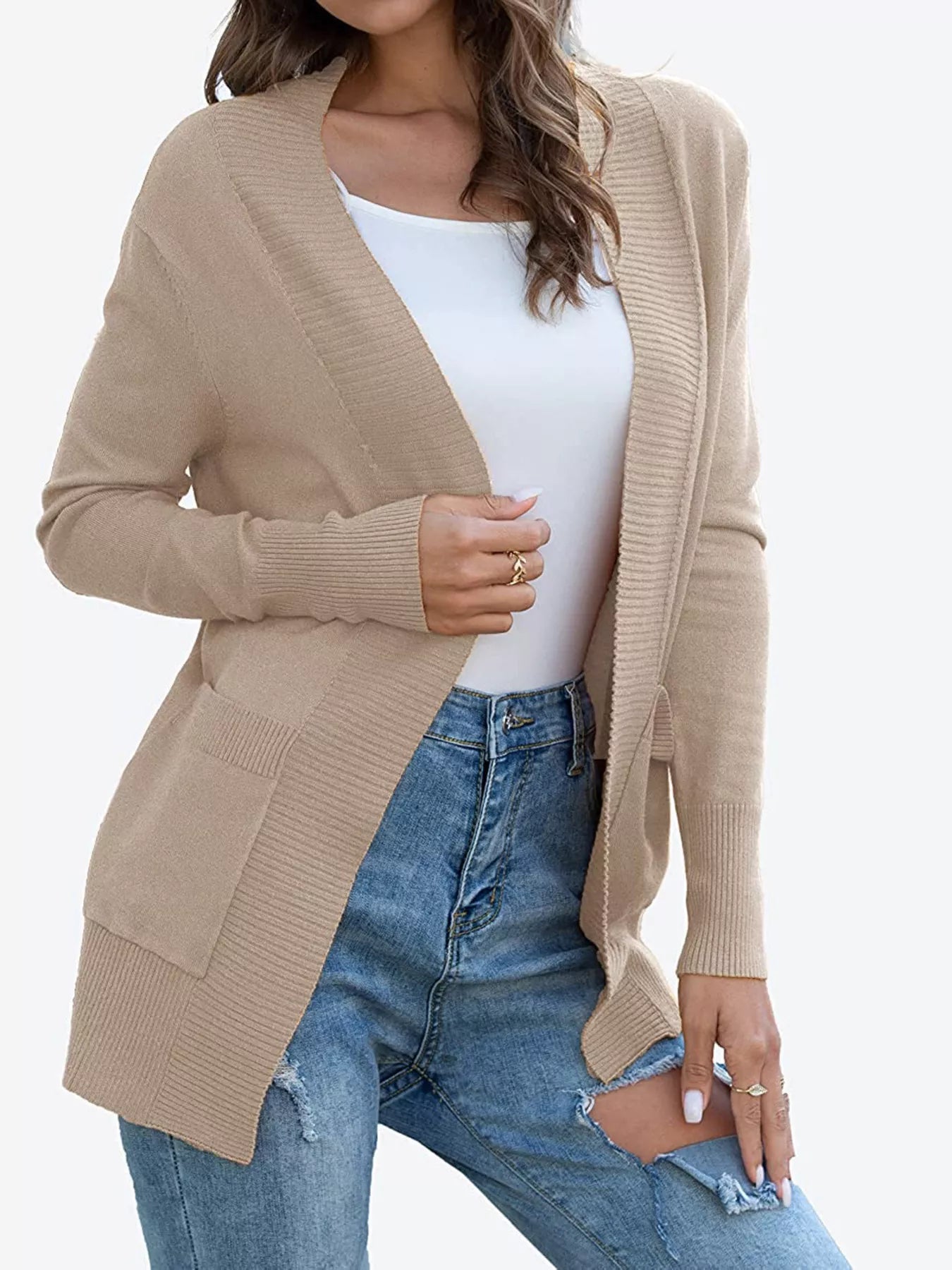 Open Front Knit Cardigan designed for comfort and style at Lookzlike