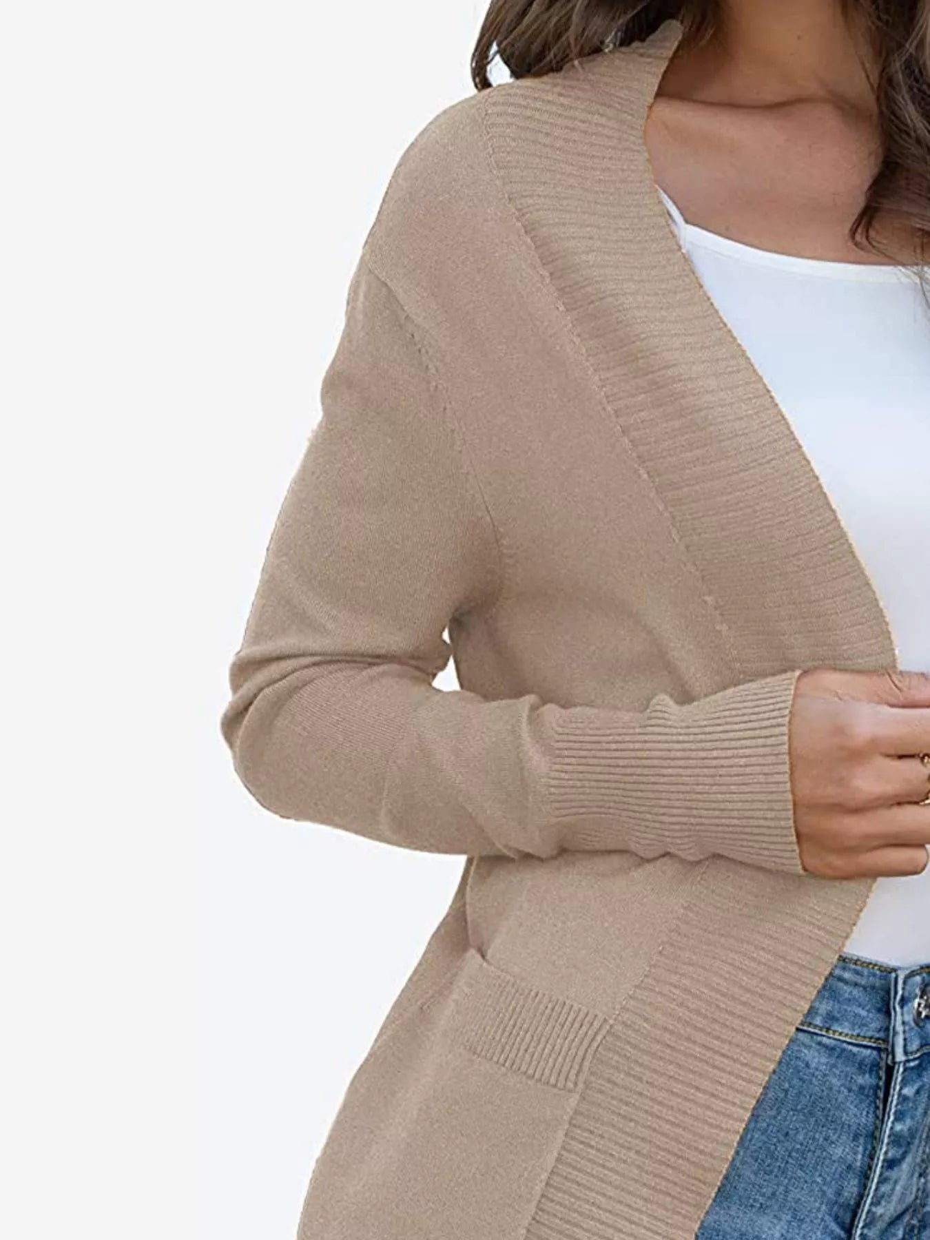 Open Front Knit Cardigan designed for comfort and style at Lookzlike