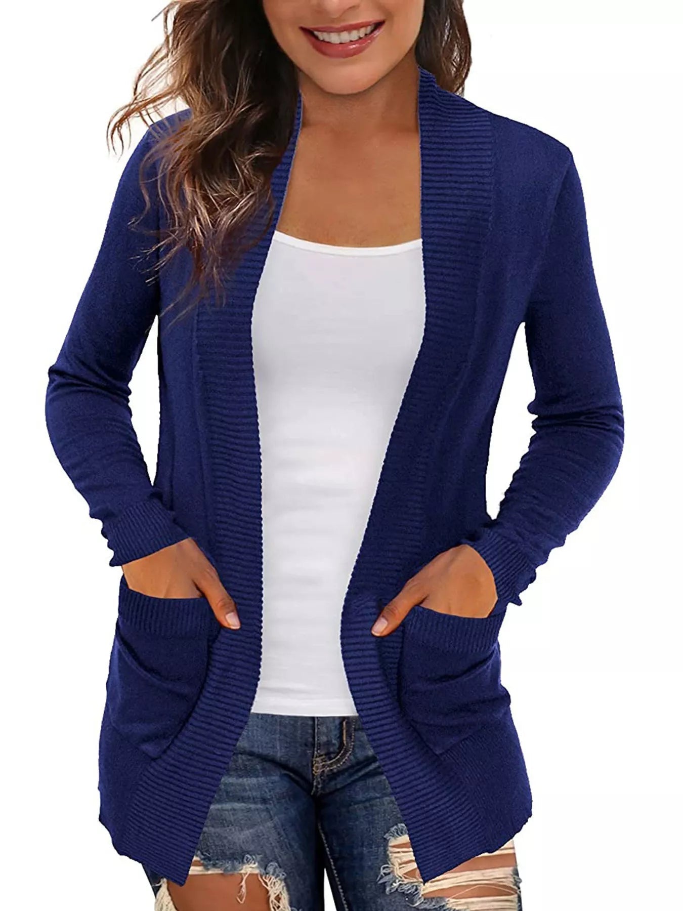 Open Front Knit Cardigan designed for comfort and style at Lookzlike