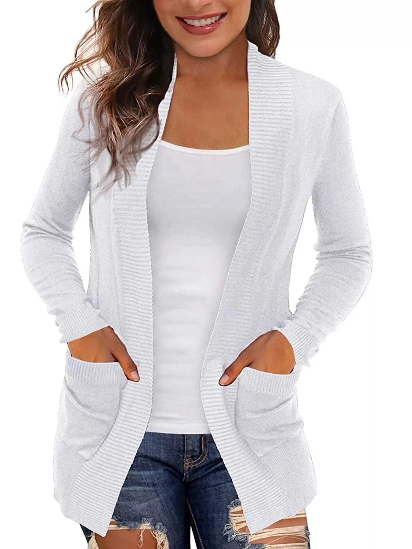 Open Front Knit Cardigan designed for comfort and style at Lookzlike
