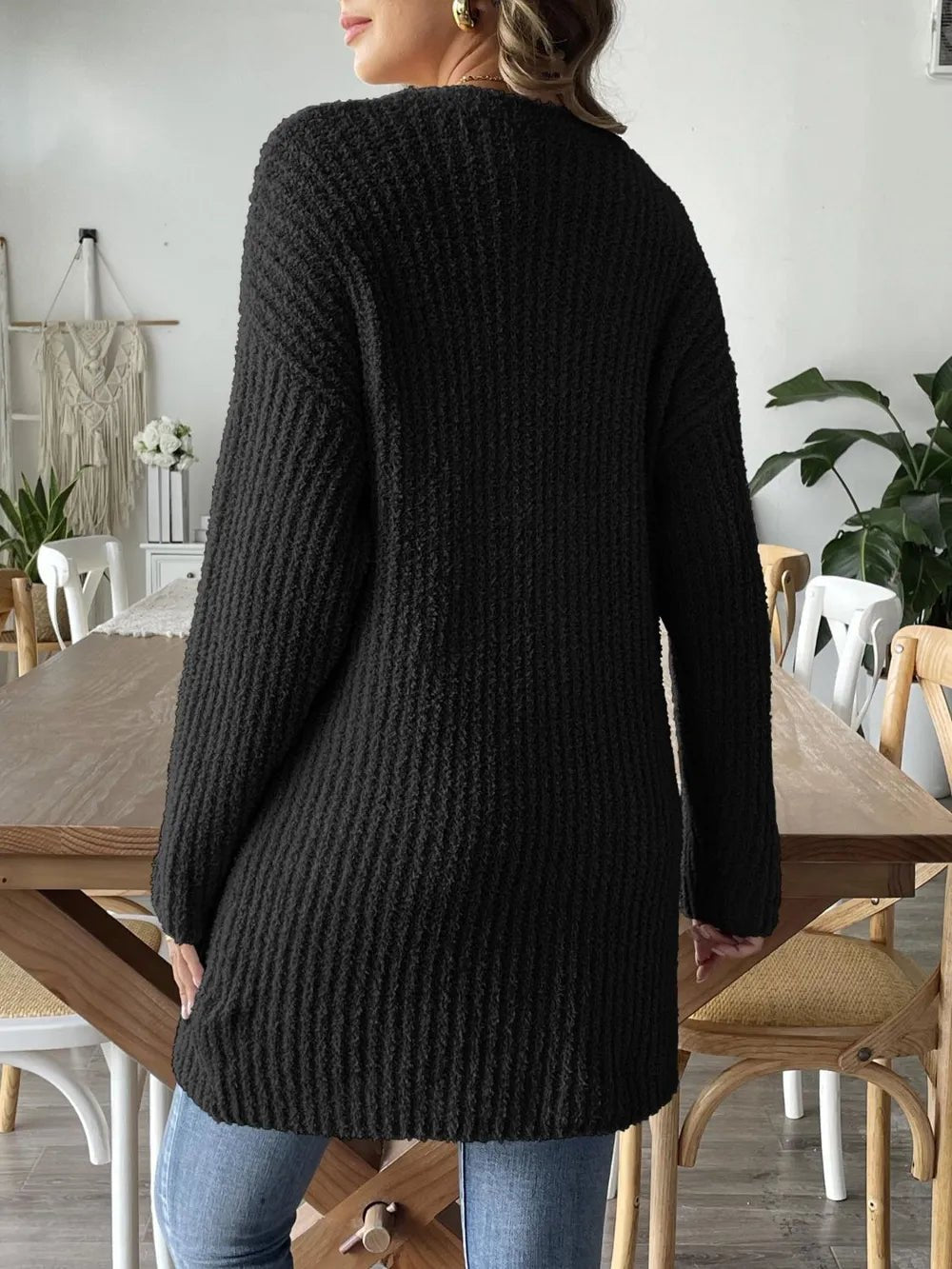 Open Front Long Sleeve Cardigan designed for comfort and style at Lookzlike