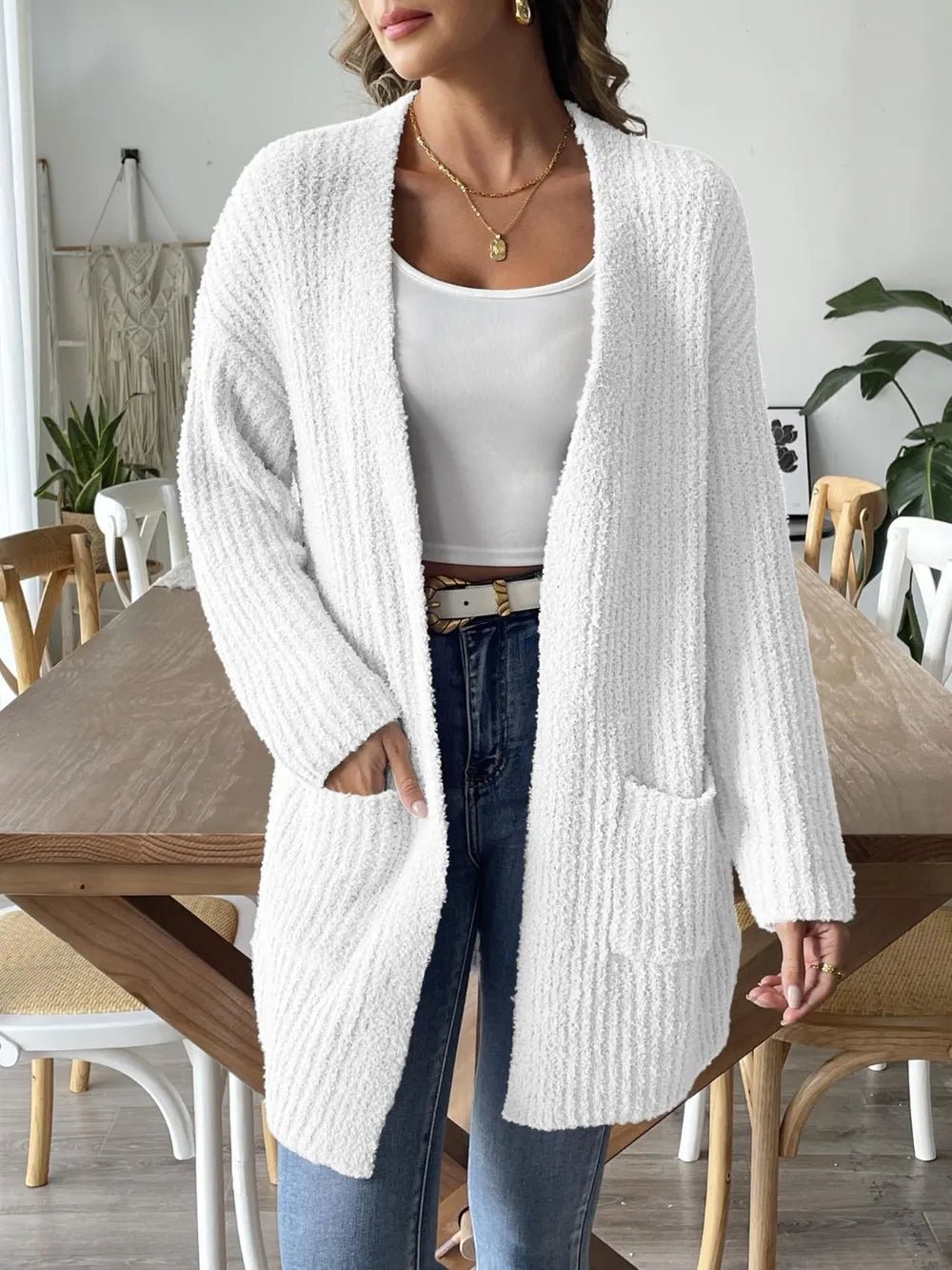 Open Front Long Sleeve Cardigan designed for comfort and style at Lookzlike