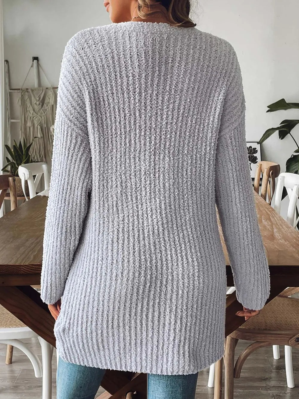 Open Front Long Sleeve Cardigan designed for comfort and style at Lookzlike