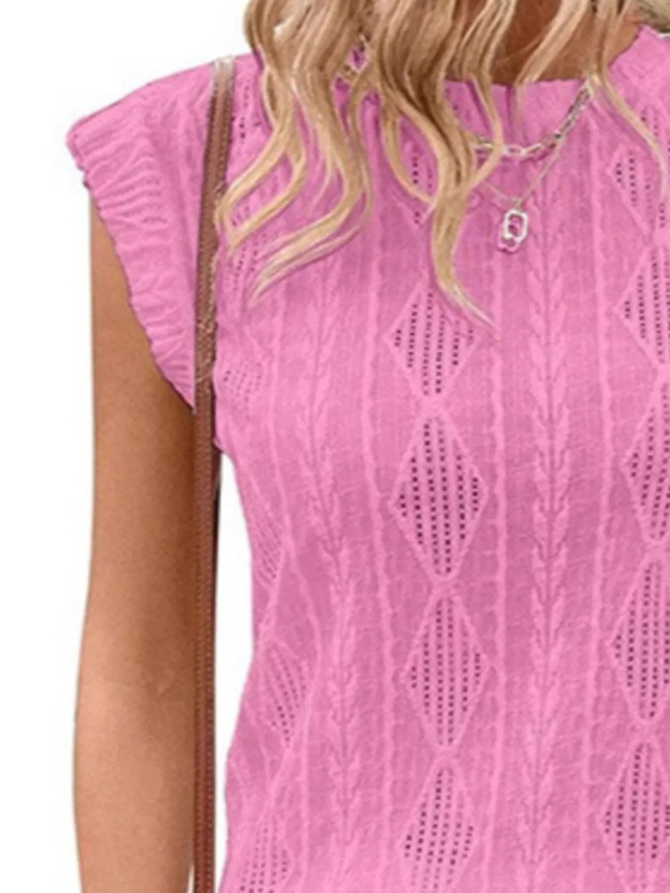 Openwork Round Neck Top - Lookzlike