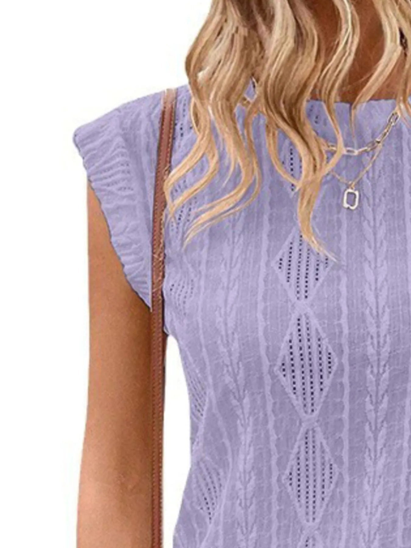 Openwork Round Neck Top - Lookzlike