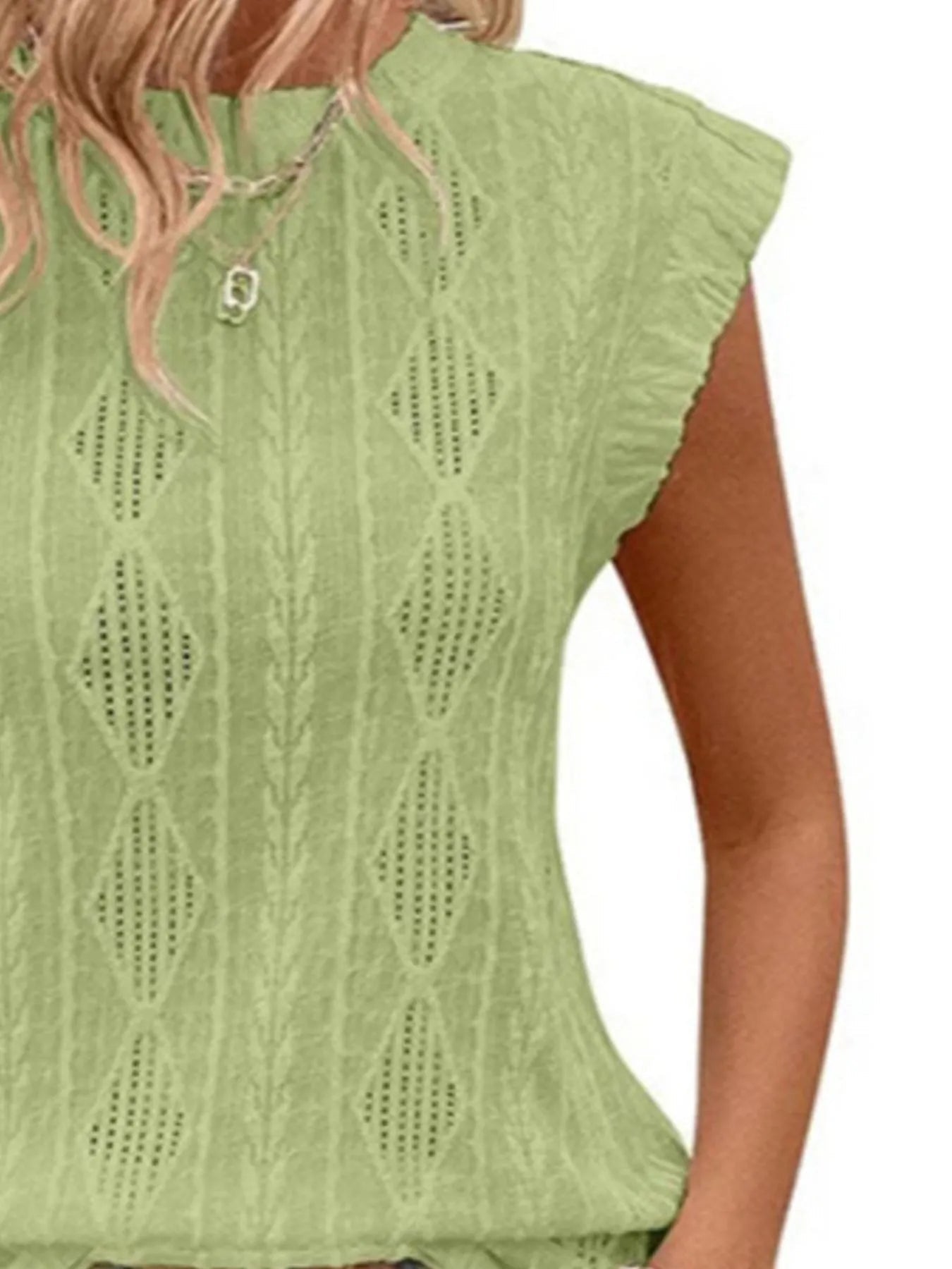 Openwork Round Neck Top - Lookzlike