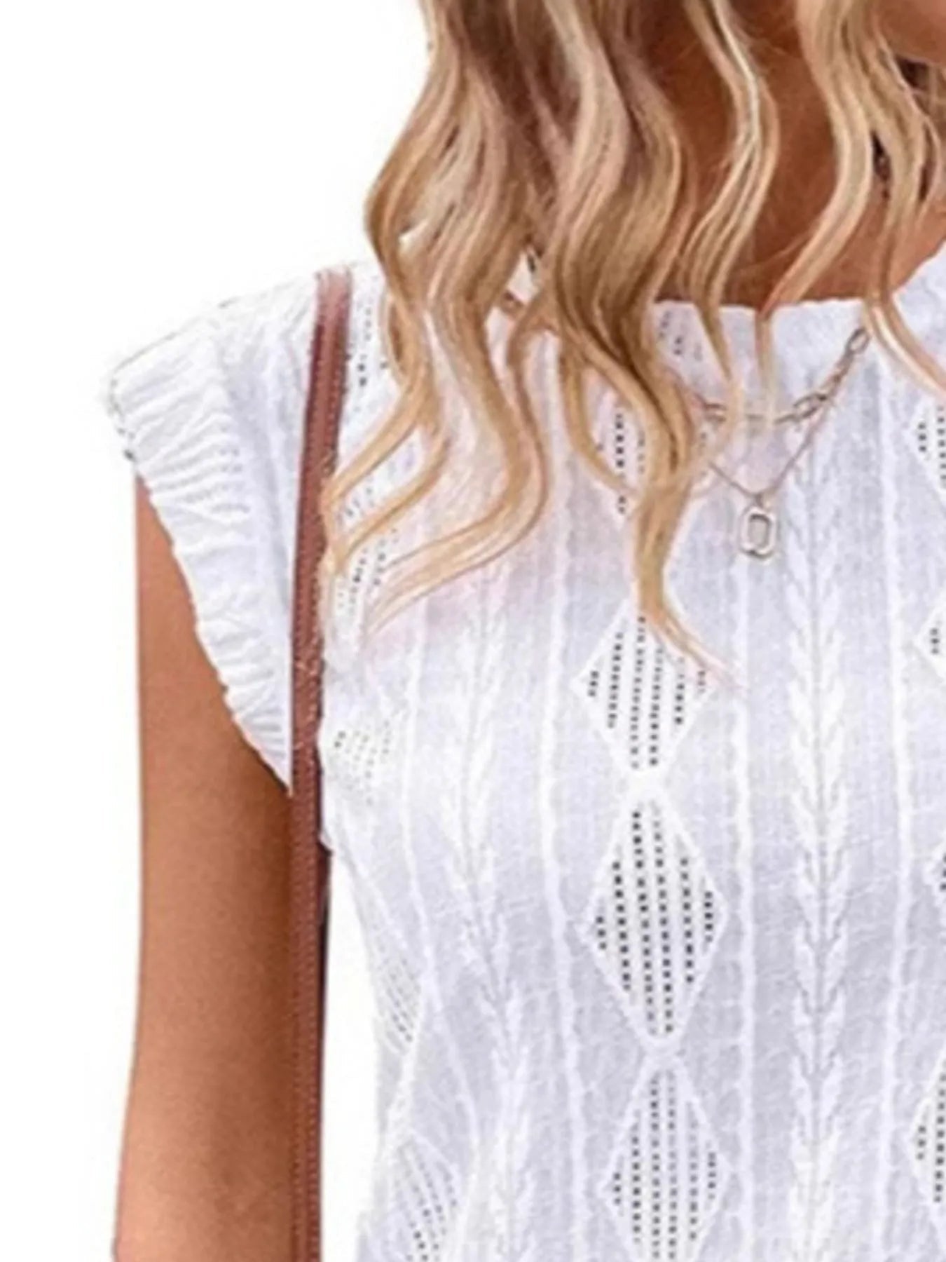Openwork Round Neck Top - Lookzlike