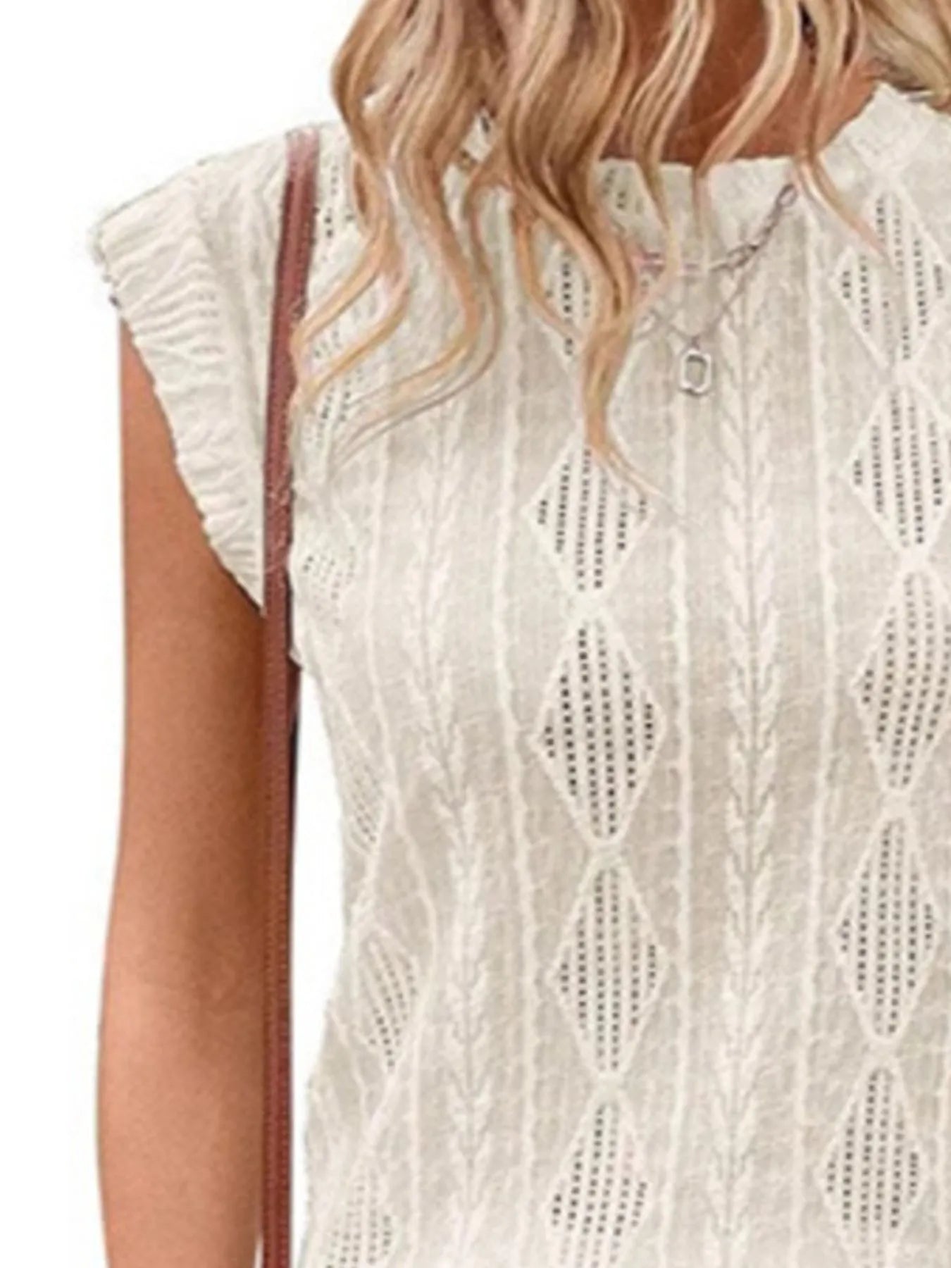 Openwork Round Neck Top - Lookzlike