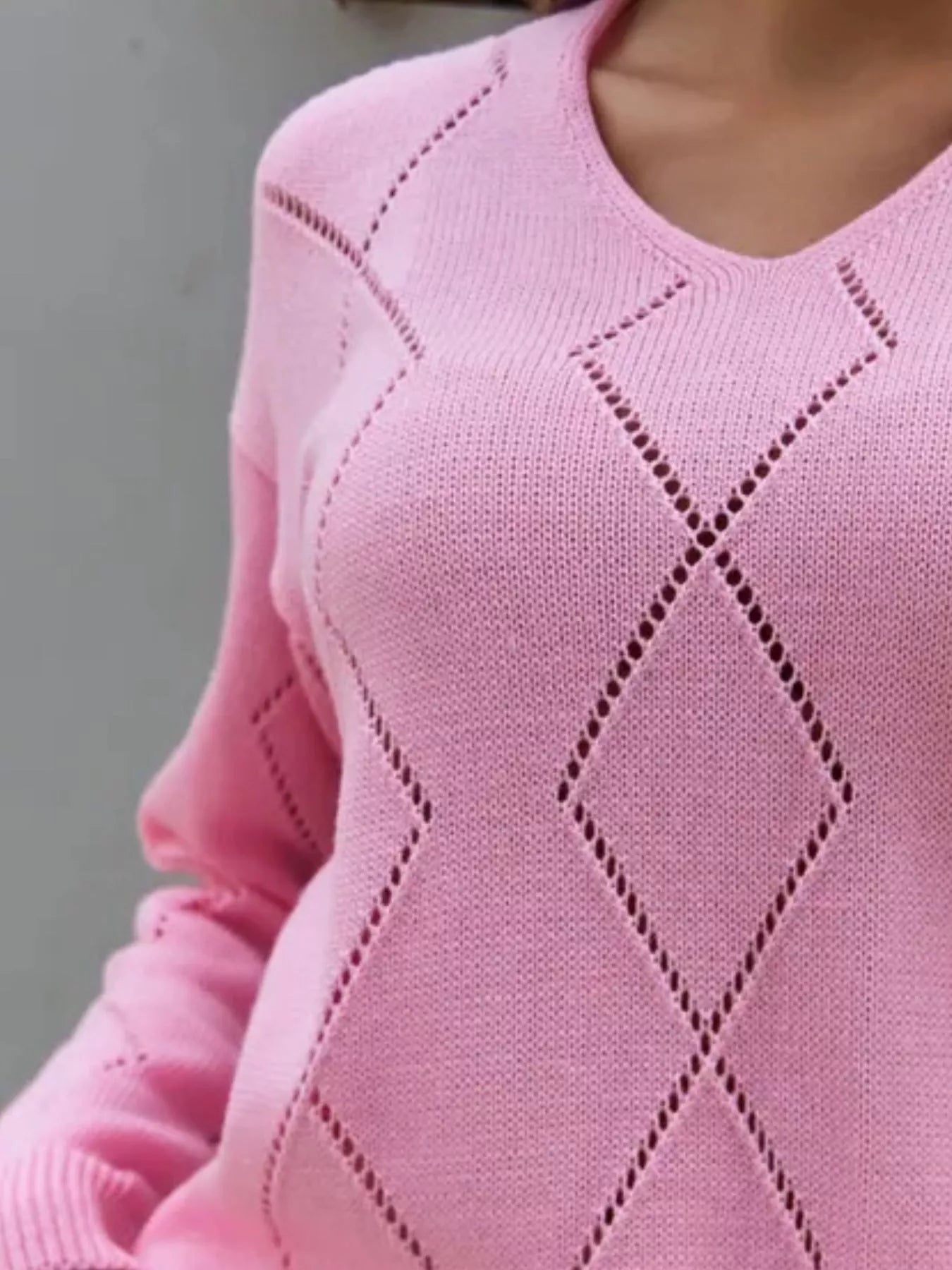 Openwork V - Neck Sweater designed for comfort and style at Lookzlike