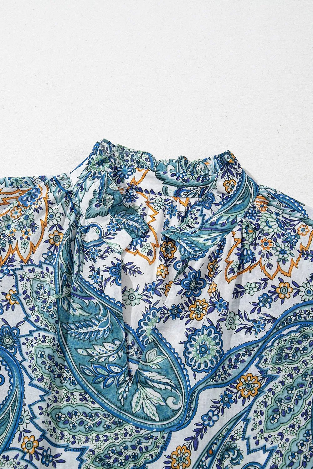 Paisley Floral V Neck Short Sleeve Mini Dress designed for comfort and style at Lookzlike