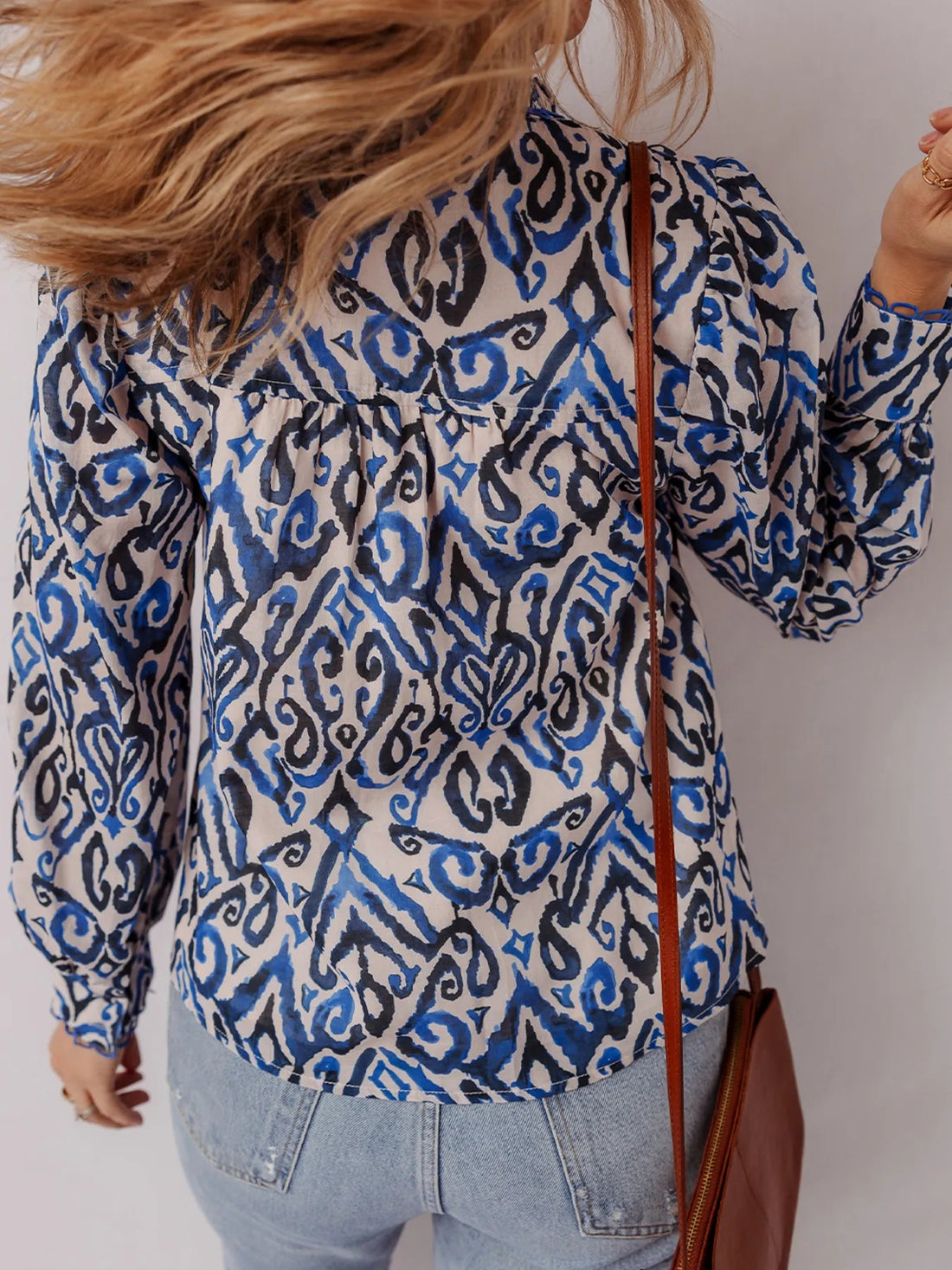 Paisley Print Long Sleeve Blouse designed for comfort and style at Lookzlike