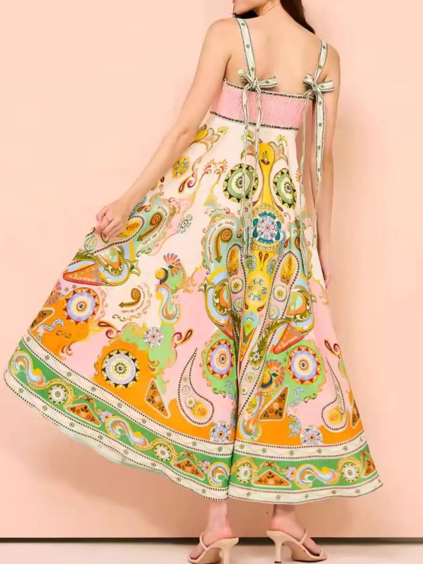 Paisley Print Square Neck Summer Dress - Lookzlike