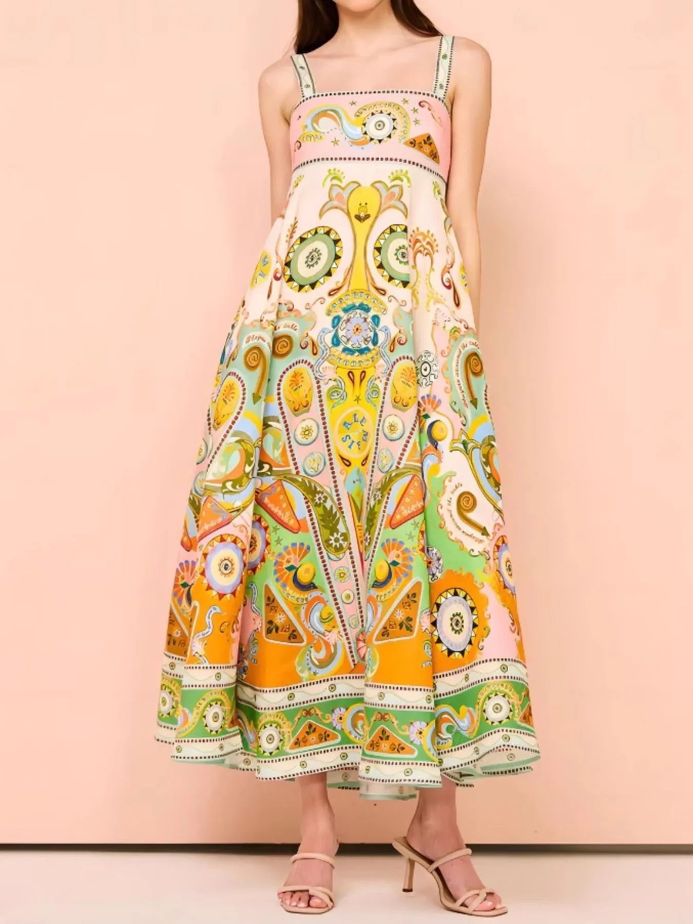 Paisley Print Square Neck Summer Dress - Lookzlike