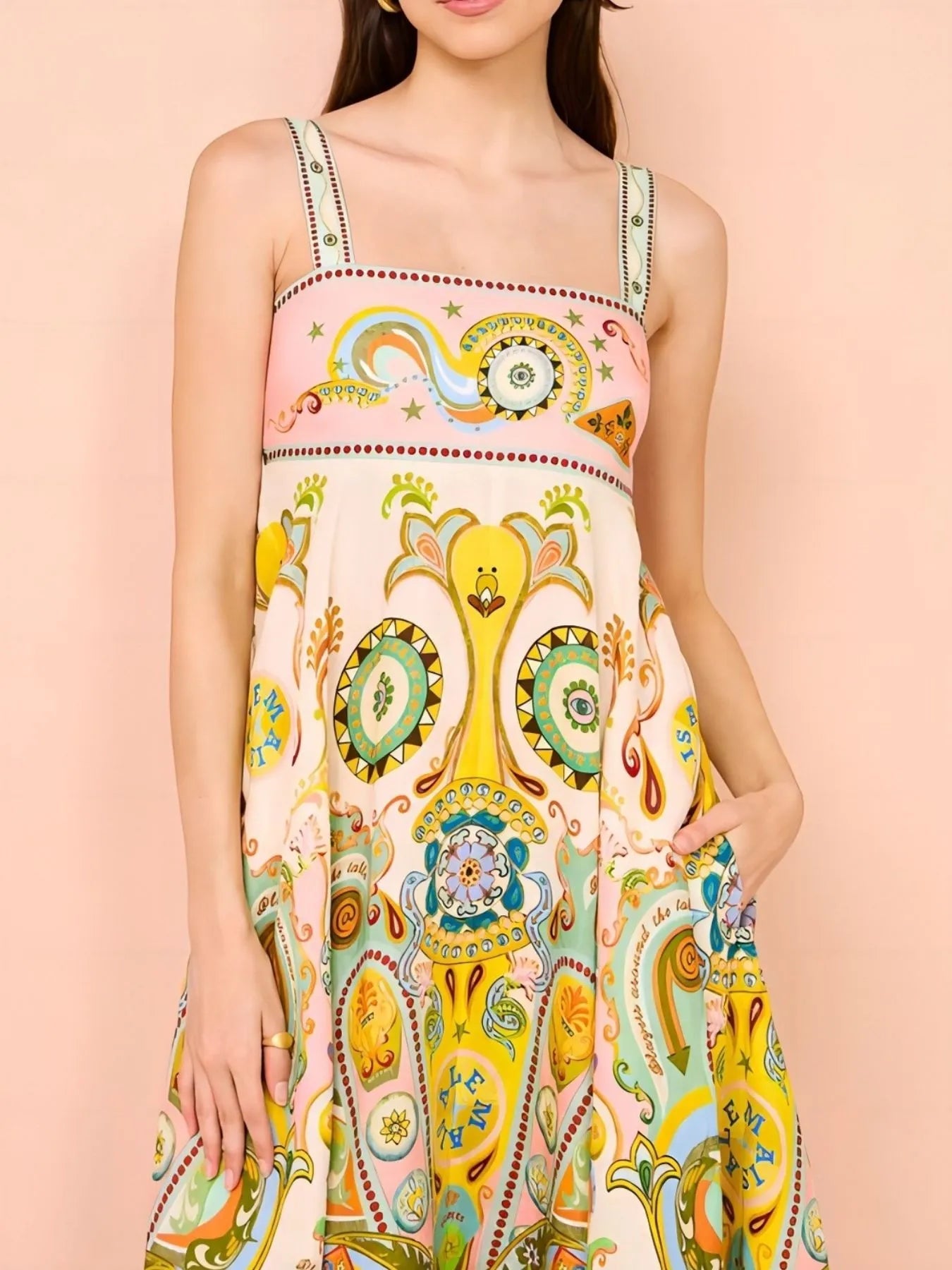 Paisley Print Square Neck Summer Dress - Lookzlike
