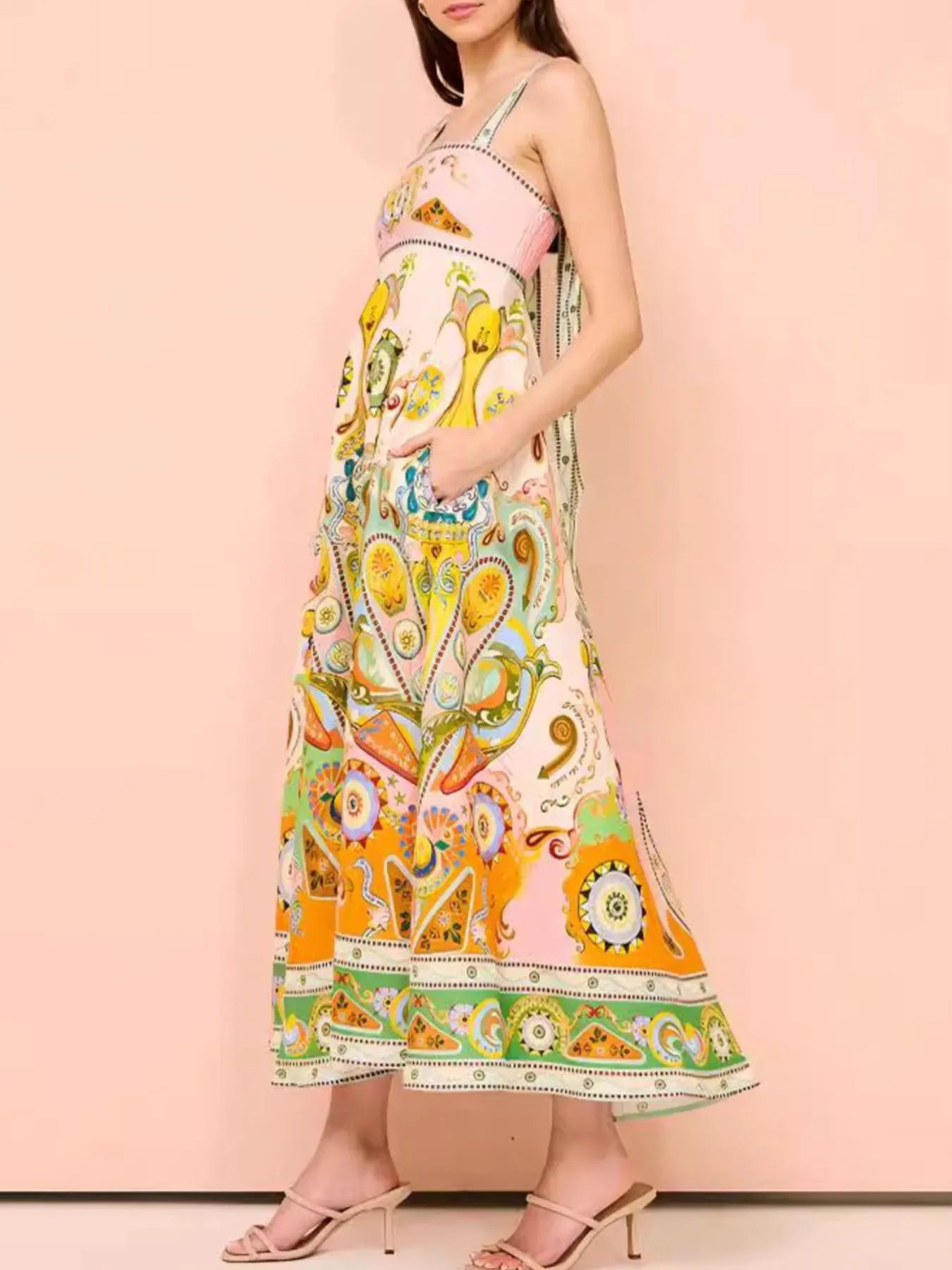 Paisley Print Square Neck Summer Dress - Lookzlike