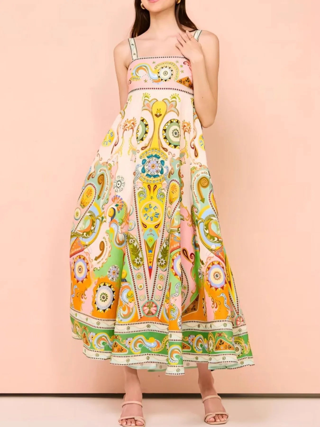 Paisley Print Square Neck Summer Dress - Lookzlike