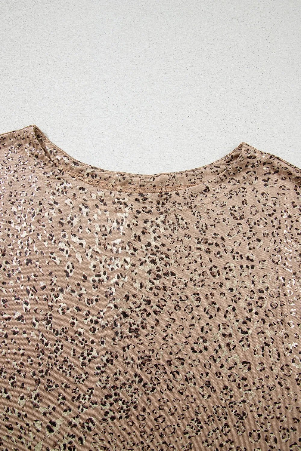 Parchment Shimmer Leopard Print Dolman Sleeve T Shirt - Lookzlike