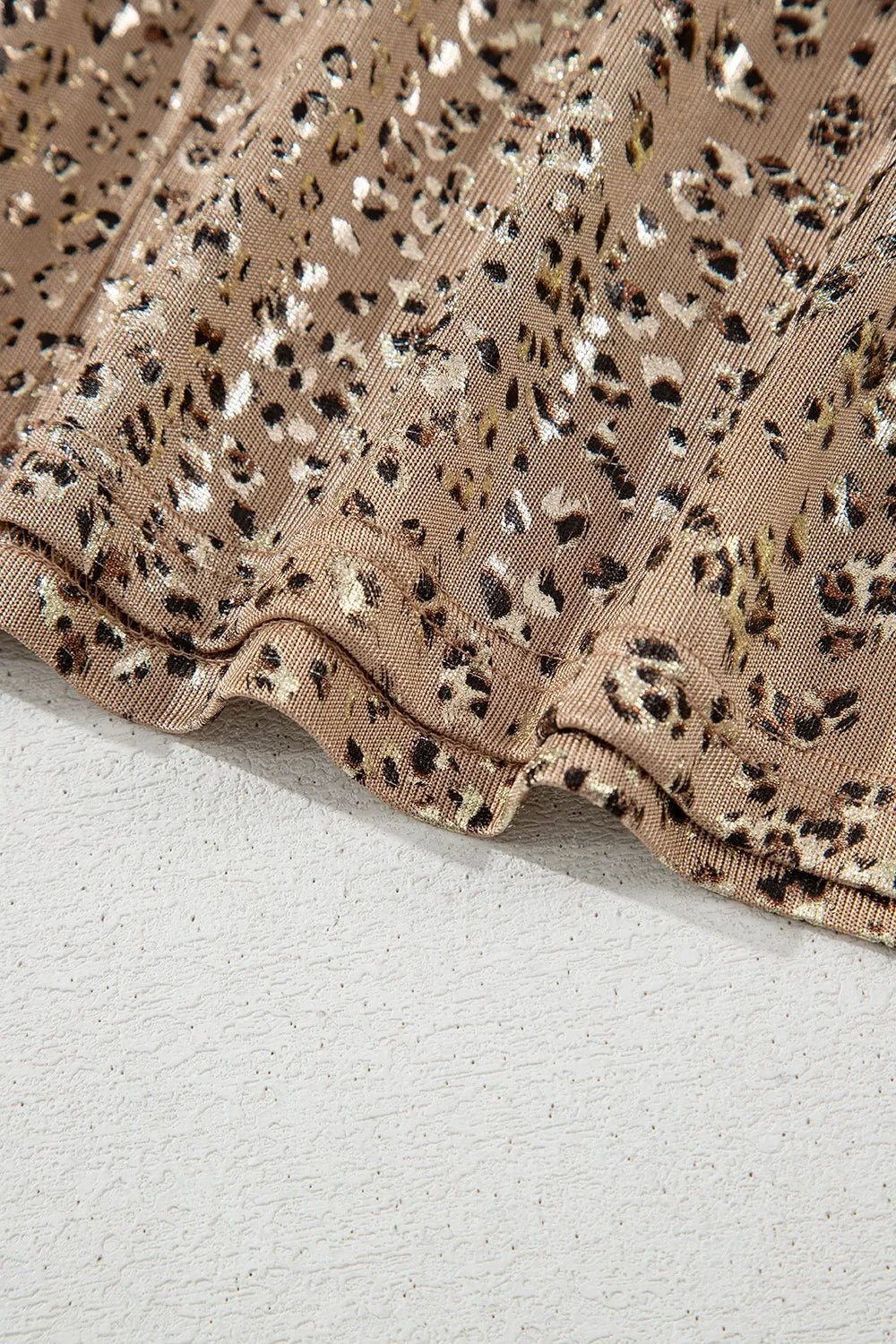 Parchment Shimmer Leopard Print Dolman Sleeve T Shirt - Lookzlike