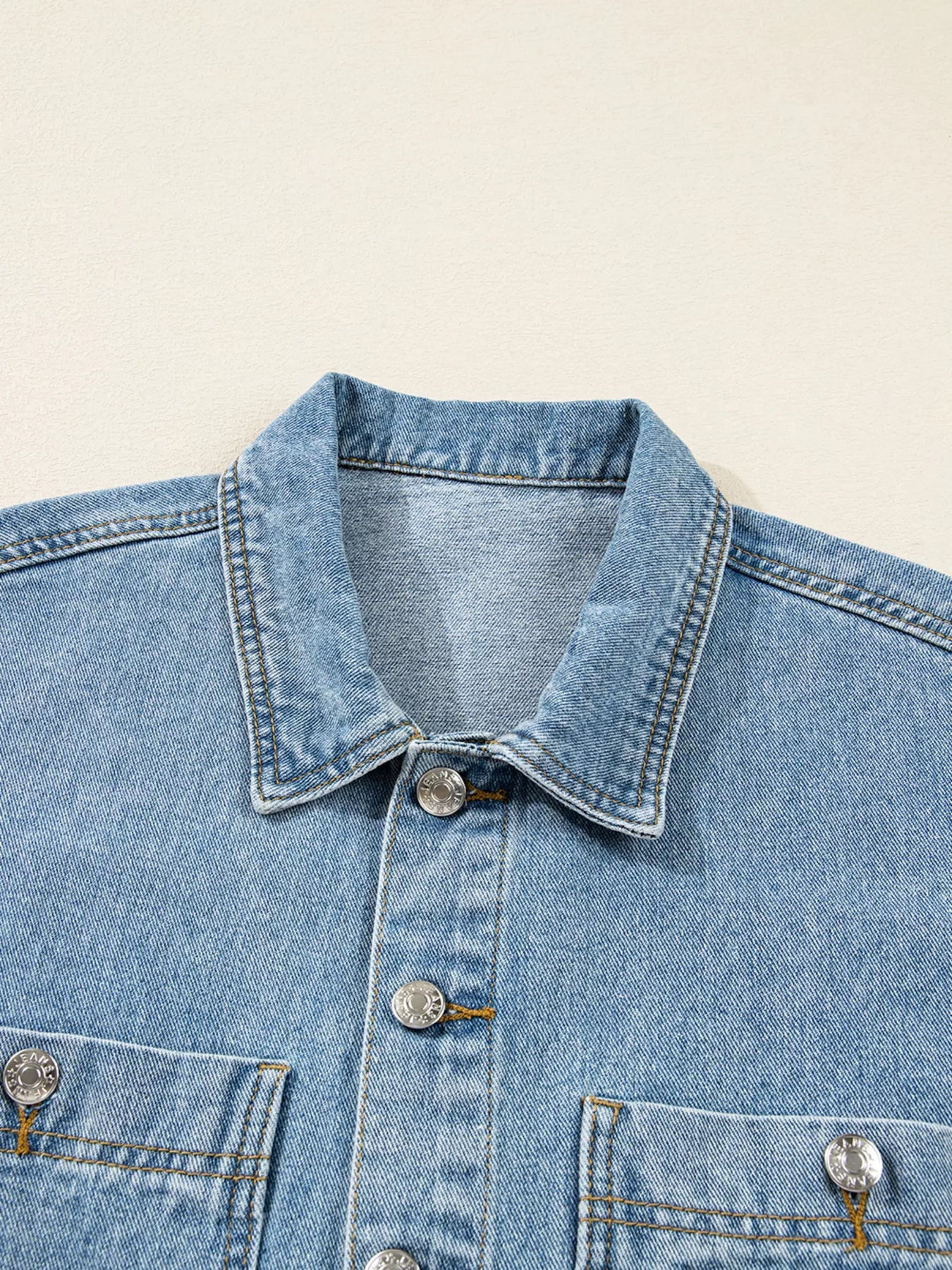Patched Pockets Side Tie Denim Jacket designed for comfort and style at Lookzlike