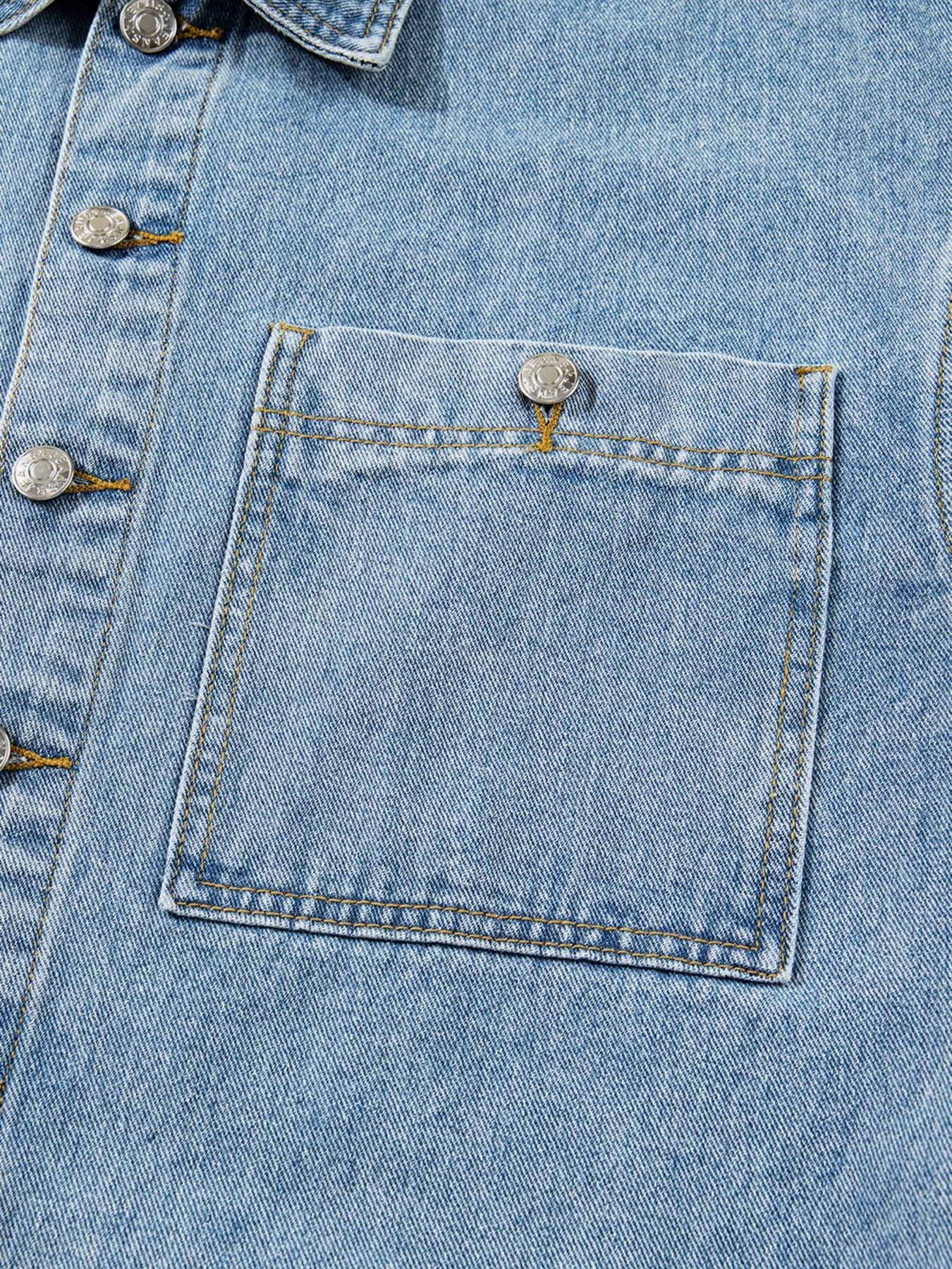 Patched Pockets Side Tie Denim Jacket designed for comfort and style at Lookzlike