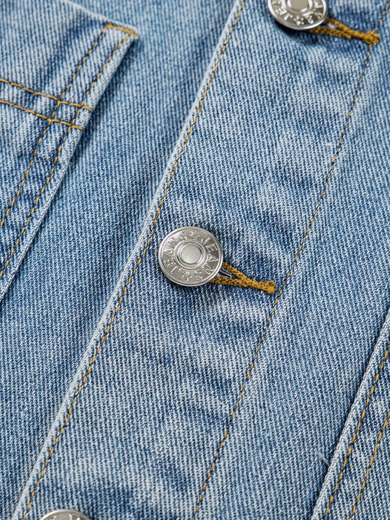 Patched Pockets Side Tie Denim Jacket designed for comfort and style at Lookzlike