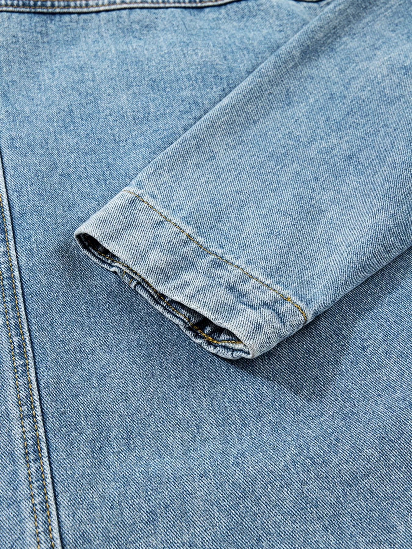 Patched Pockets Side Tie Denim Jacket designed for comfort and style at Lookzlike