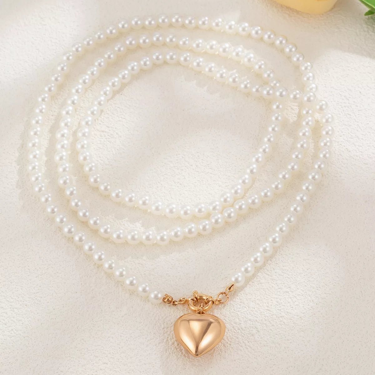 Pearl Chain Heart Necklace designed for comfort and style at Lookzlike