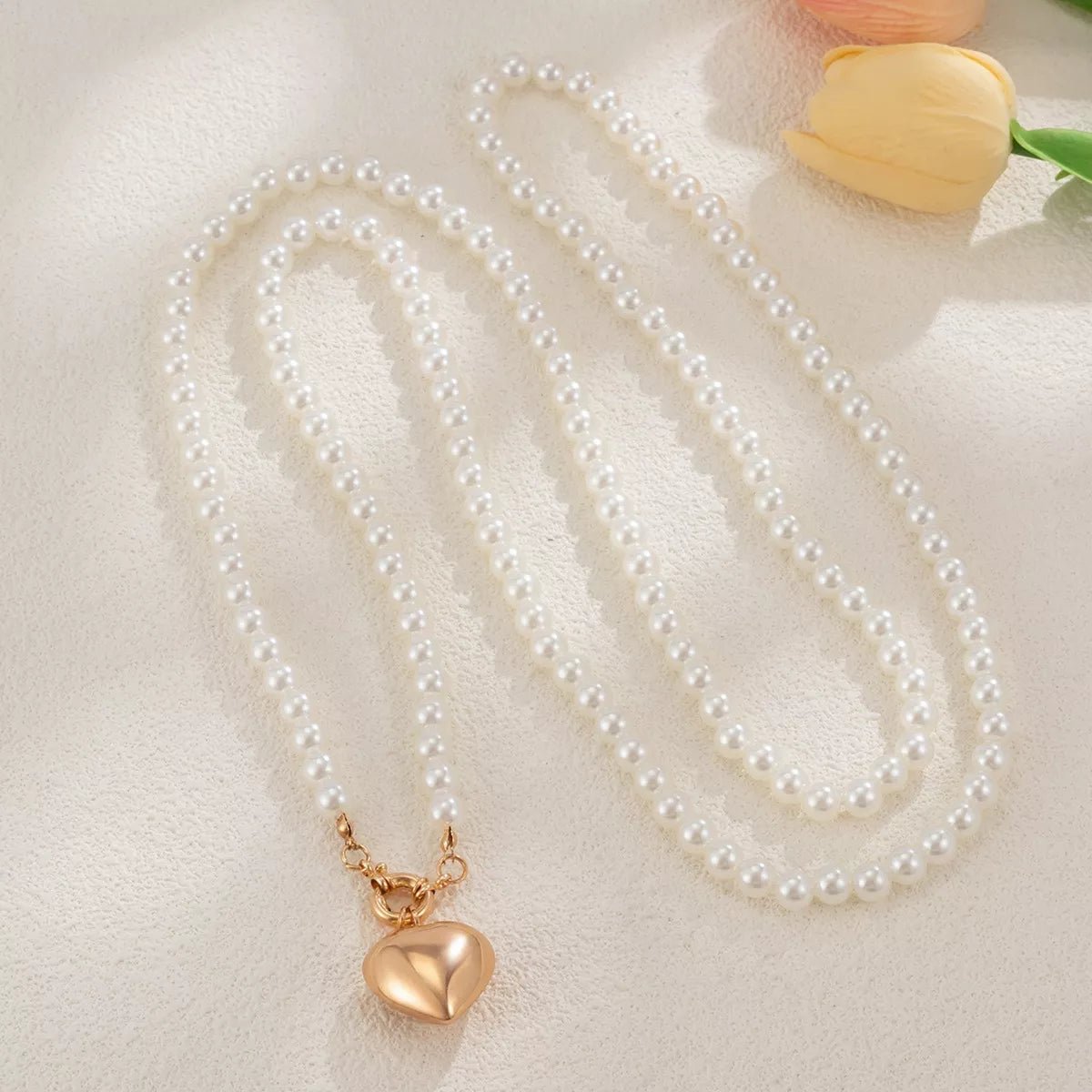 Pearl Chain Heart Necklace designed for comfort and style at Lookzlike