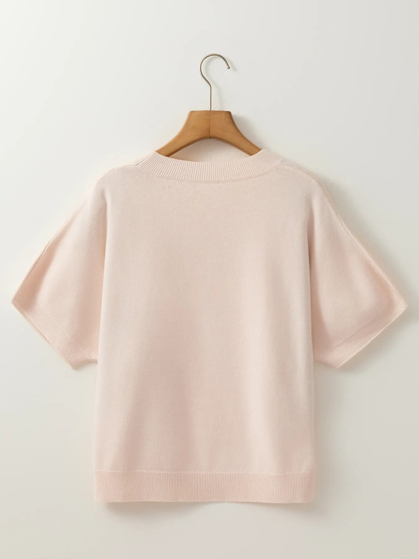 Pearl Embellished Bow Detail Short Sleeve Sweater - Lookzlike