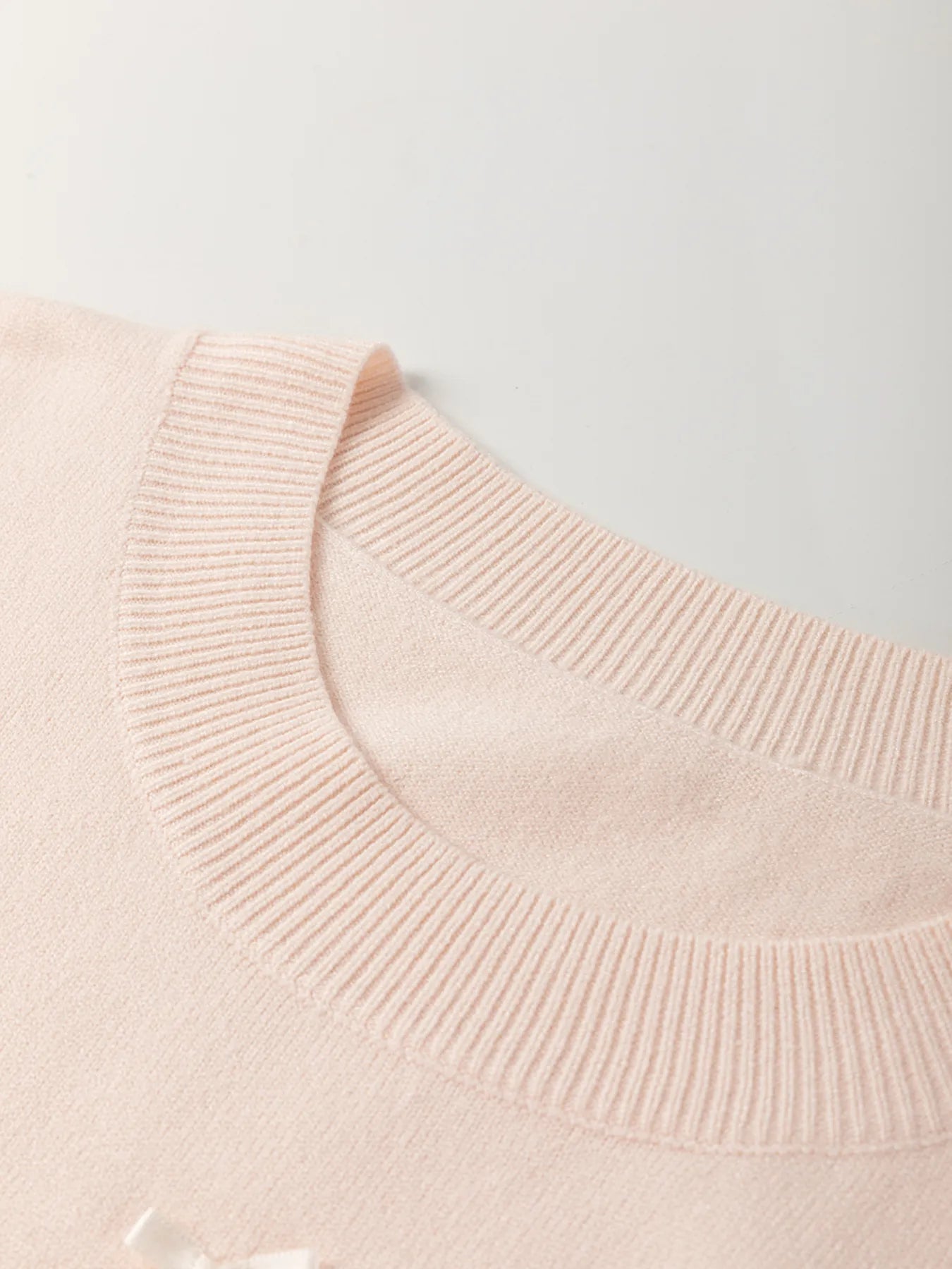 Pearl Embellished Bow Detail Short Sleeve Sweater - Lookzlike